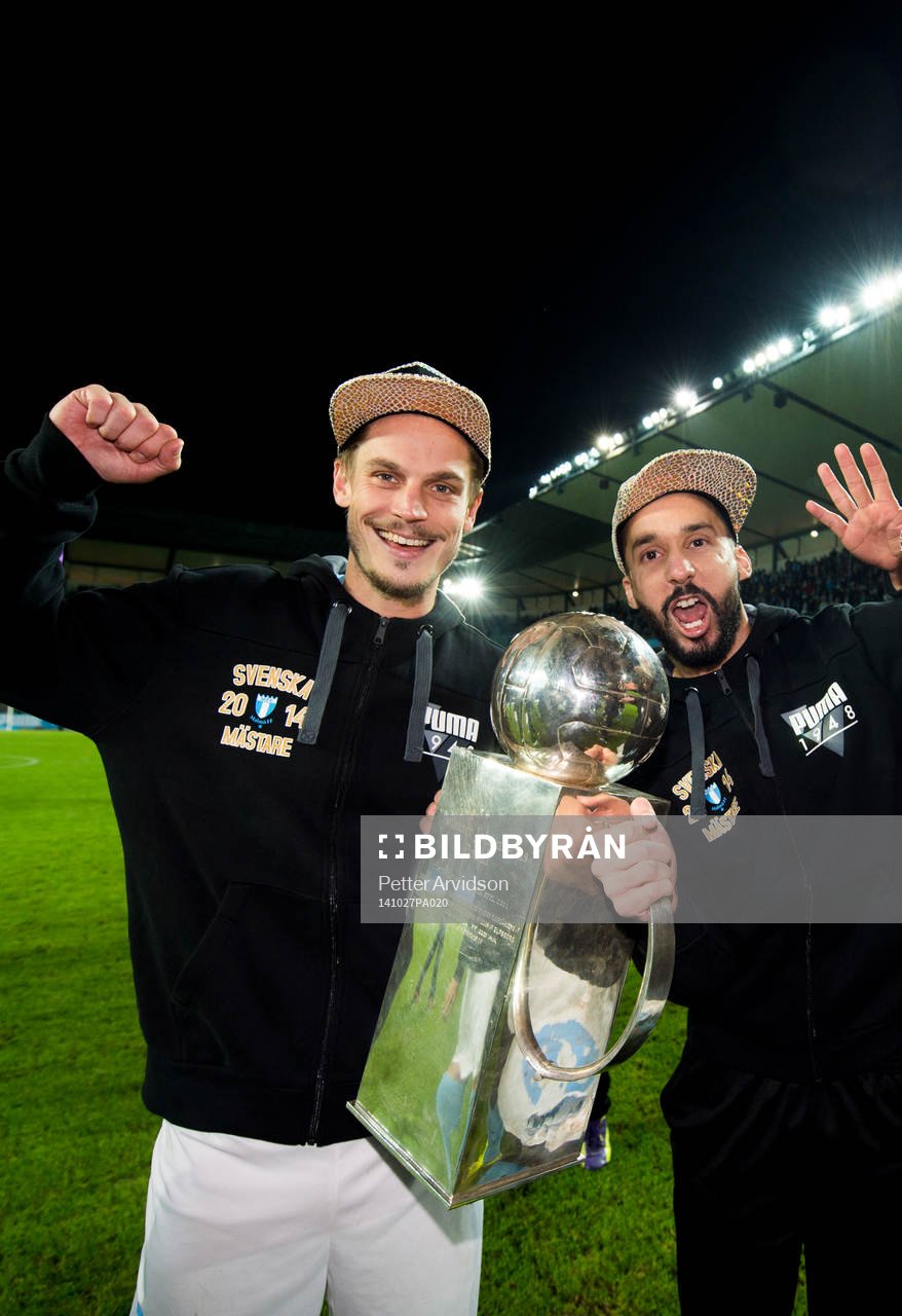 Malmö FFs Markus Rosenberg och Guillermo Molins jublar med