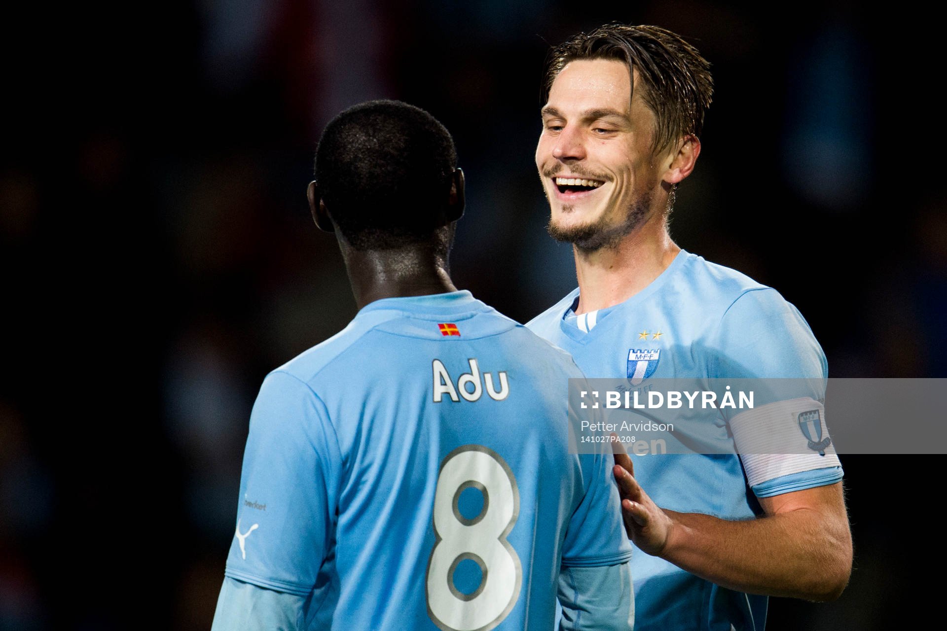 Malmö FFs Markus Rosenberg jublar med Enock Kofi Adu