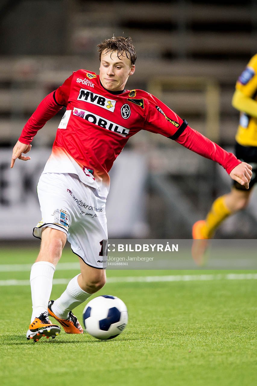 Landskronas Elias Dahl under fotbollsmatchen i Folksam U21 Allsvenskan Norra mellan Elfsborg och Landskrona den 28 juni 2014 i Borås.