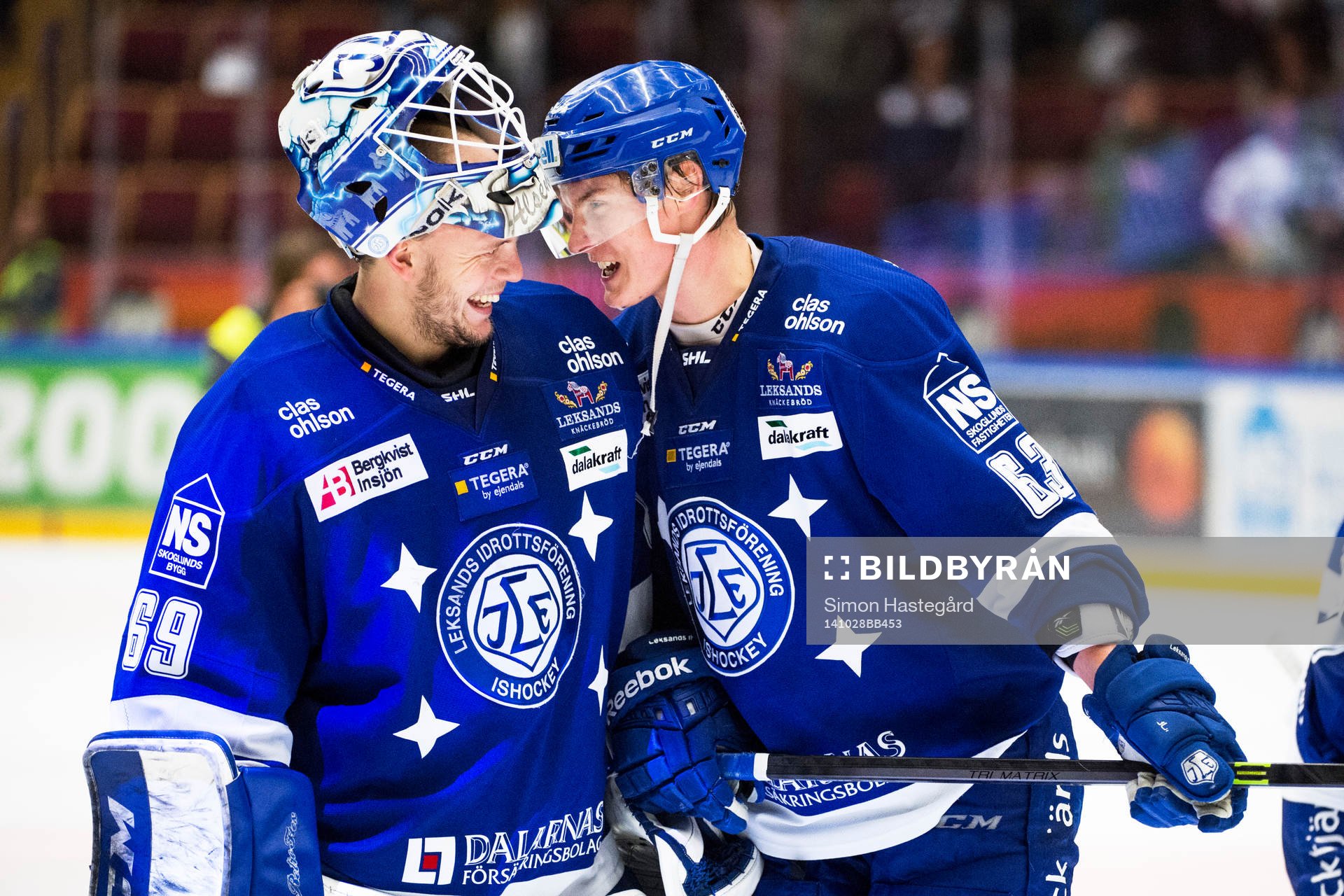 Leksands målvakt Oscar Alsenfelt Fredrik Händemark jublar