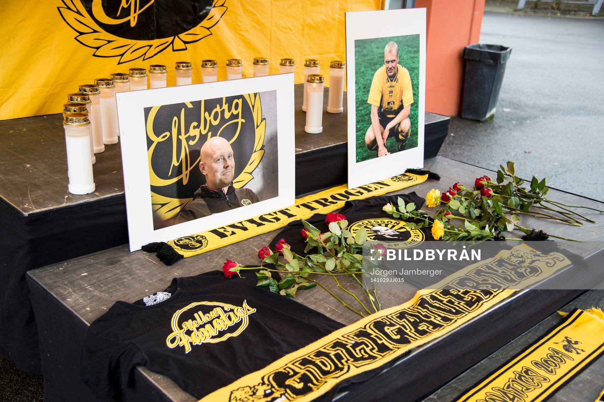 Minnsplatsen under en minnesstund för Elfsborgs avlidne tränare Klas Ingesson den 29 oktober 2014 i Borås.