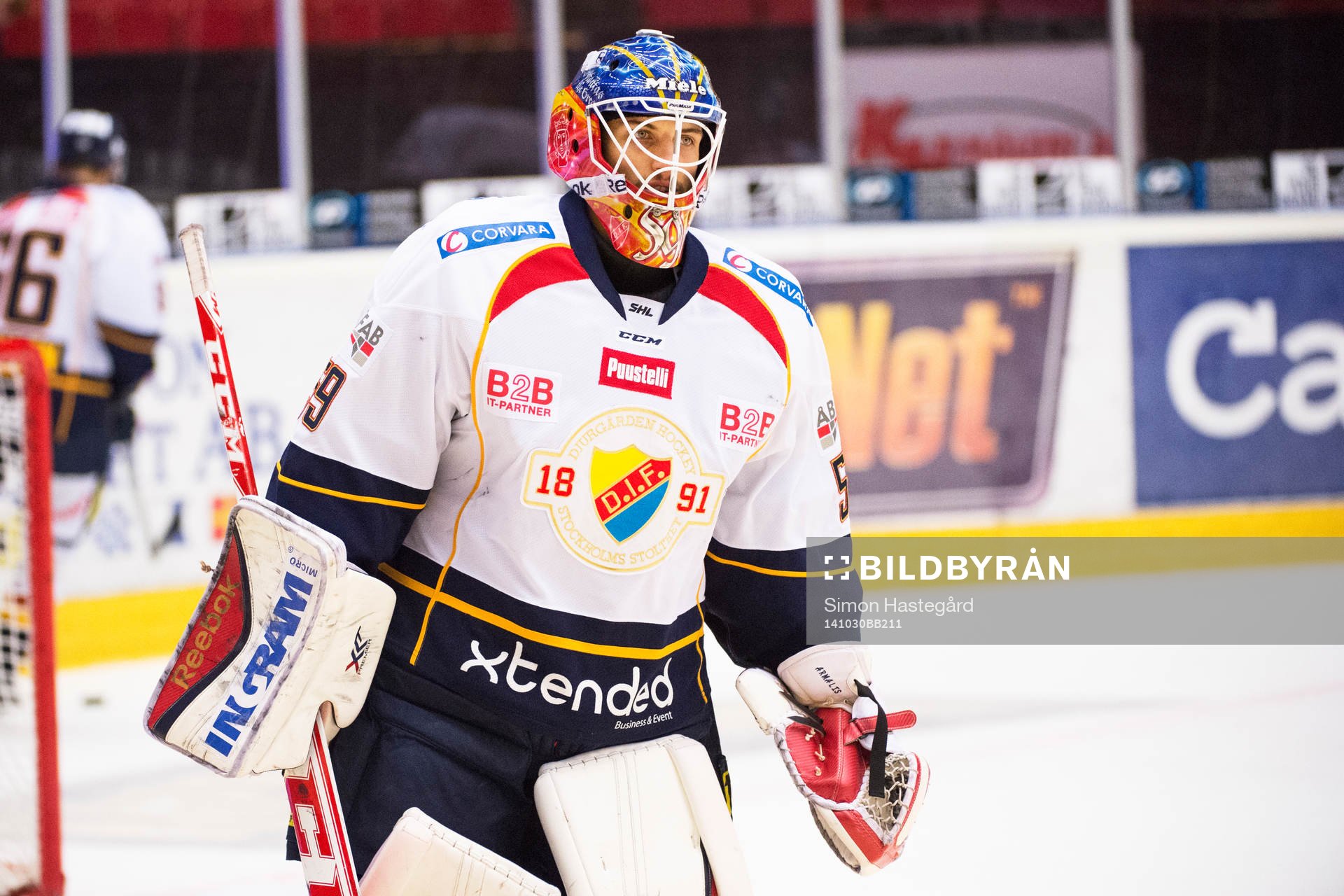 Djurgårdens målvakt Mantas Armalis före ishockeymatchen