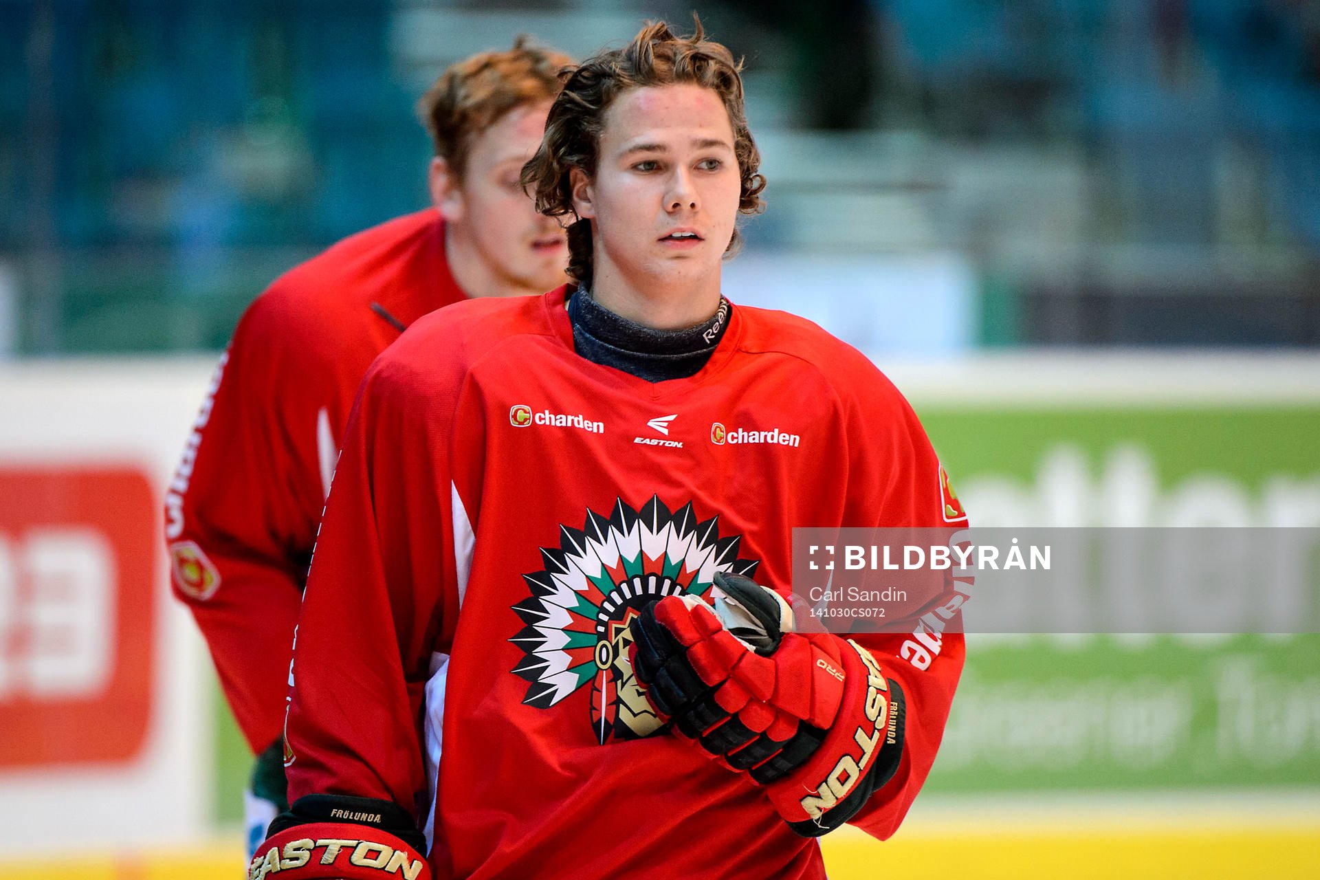 Frölundas Kim Roussakoff innan hockeymatchen i SHL mellan