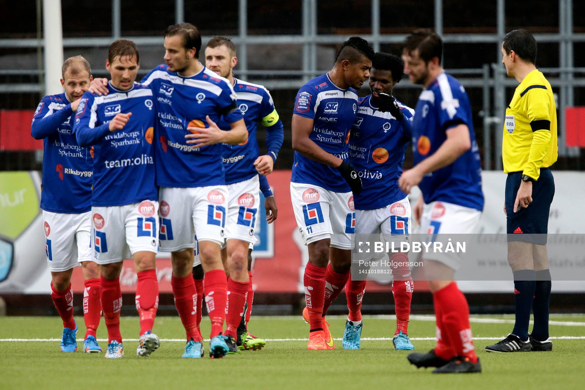 Åtvidabergs Ricardo Santos jublar efter 1-1 under fotbollsmatchen i Allsvenskan mellan Åtvidaberg och Malmö den 01 november 2014 i Åtvidaberg.