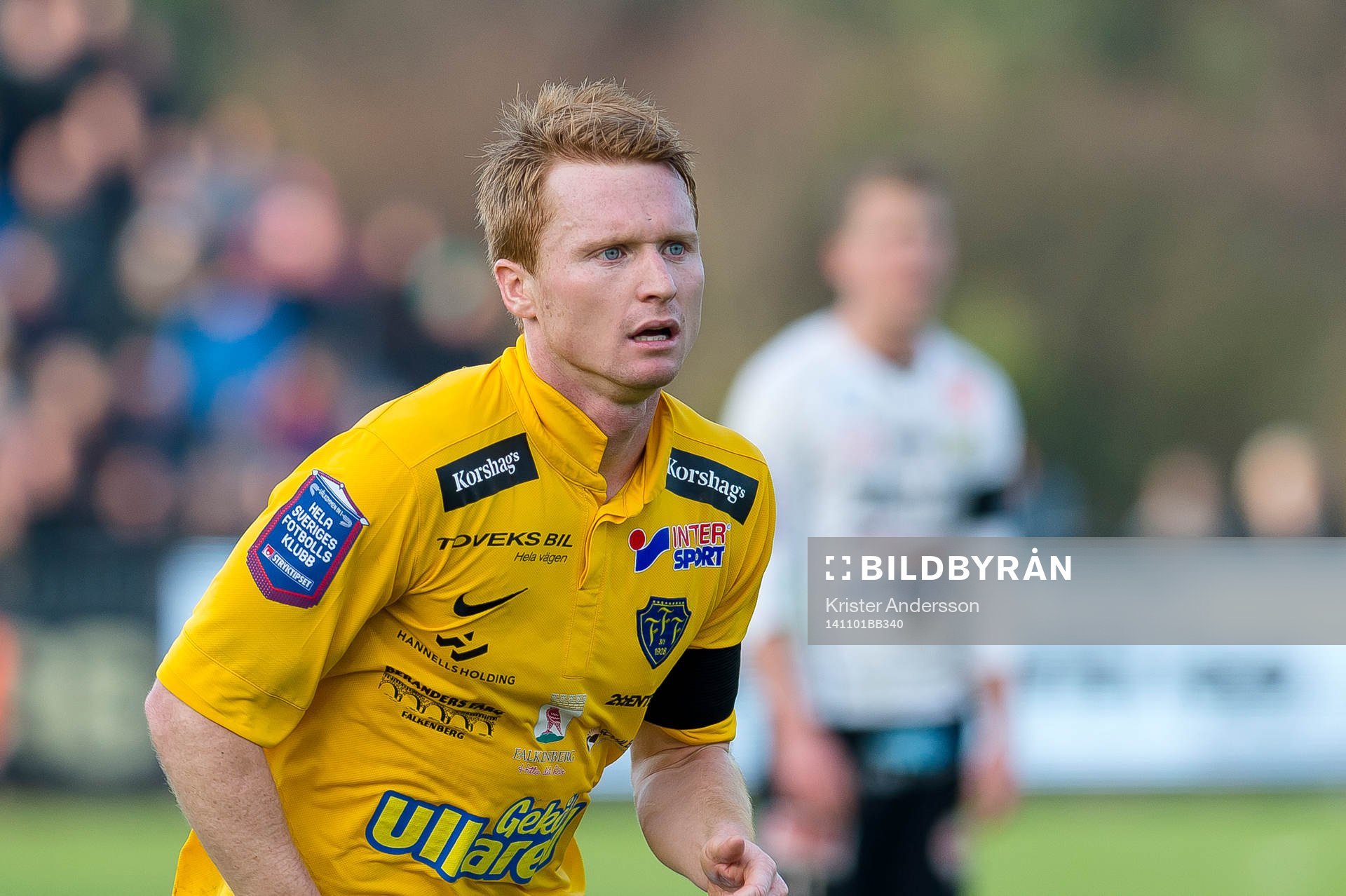 Falkenbergs Dan Keat under fotbollsmatchen i Allsvenskan mellan Falkenberg och Mjällby den 1 november 2014 i Falkenberg.