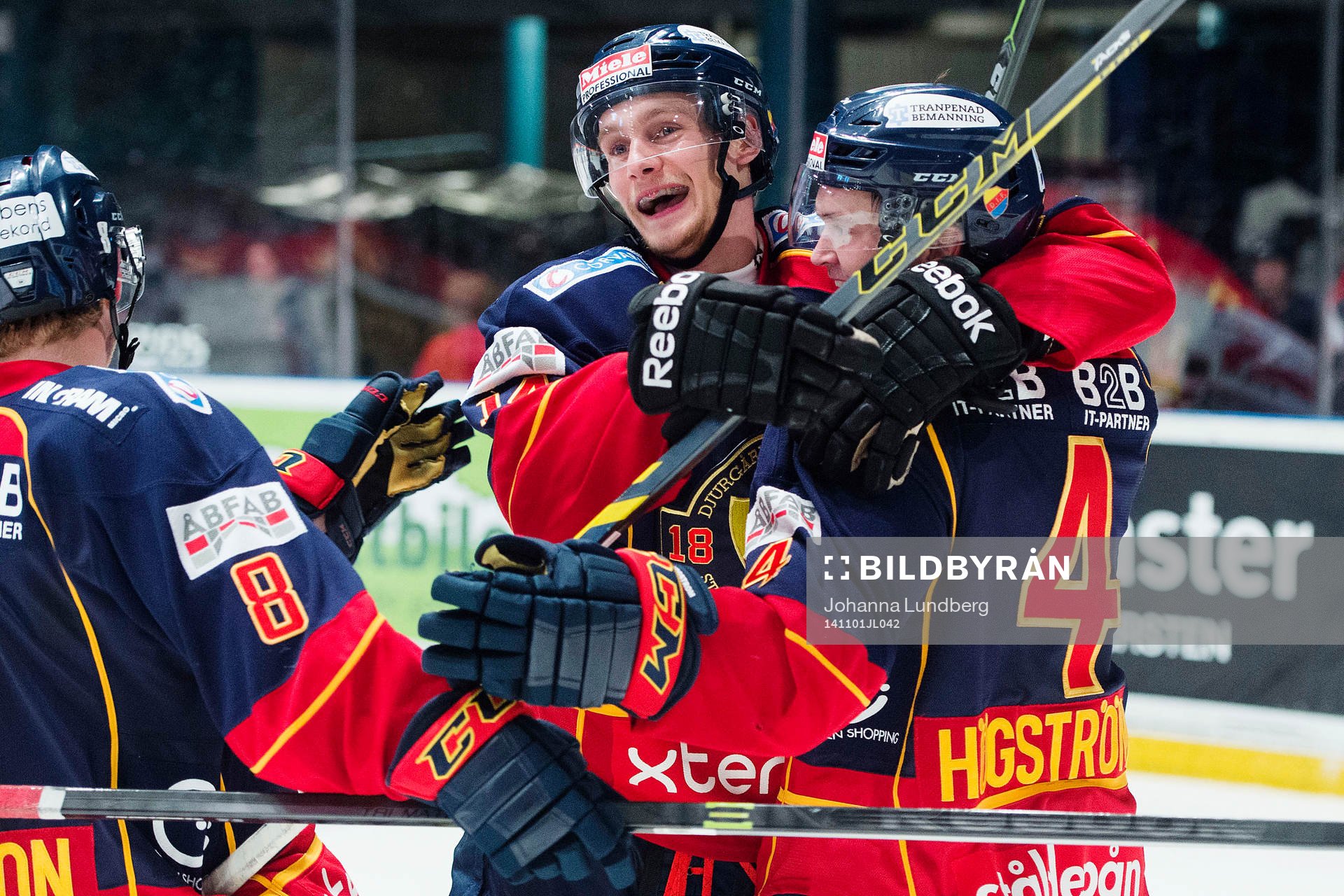 Djurgårdens Alexander Fällström (mitten) jublar
