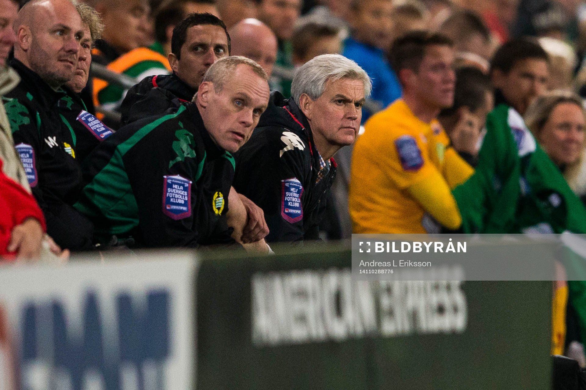 Hammarbys tränare Nanne Bergstrand under fotbollsmatchen i Superettan mellan Hammarby och Jönköping den 2 november 2014 i Stockholm. 