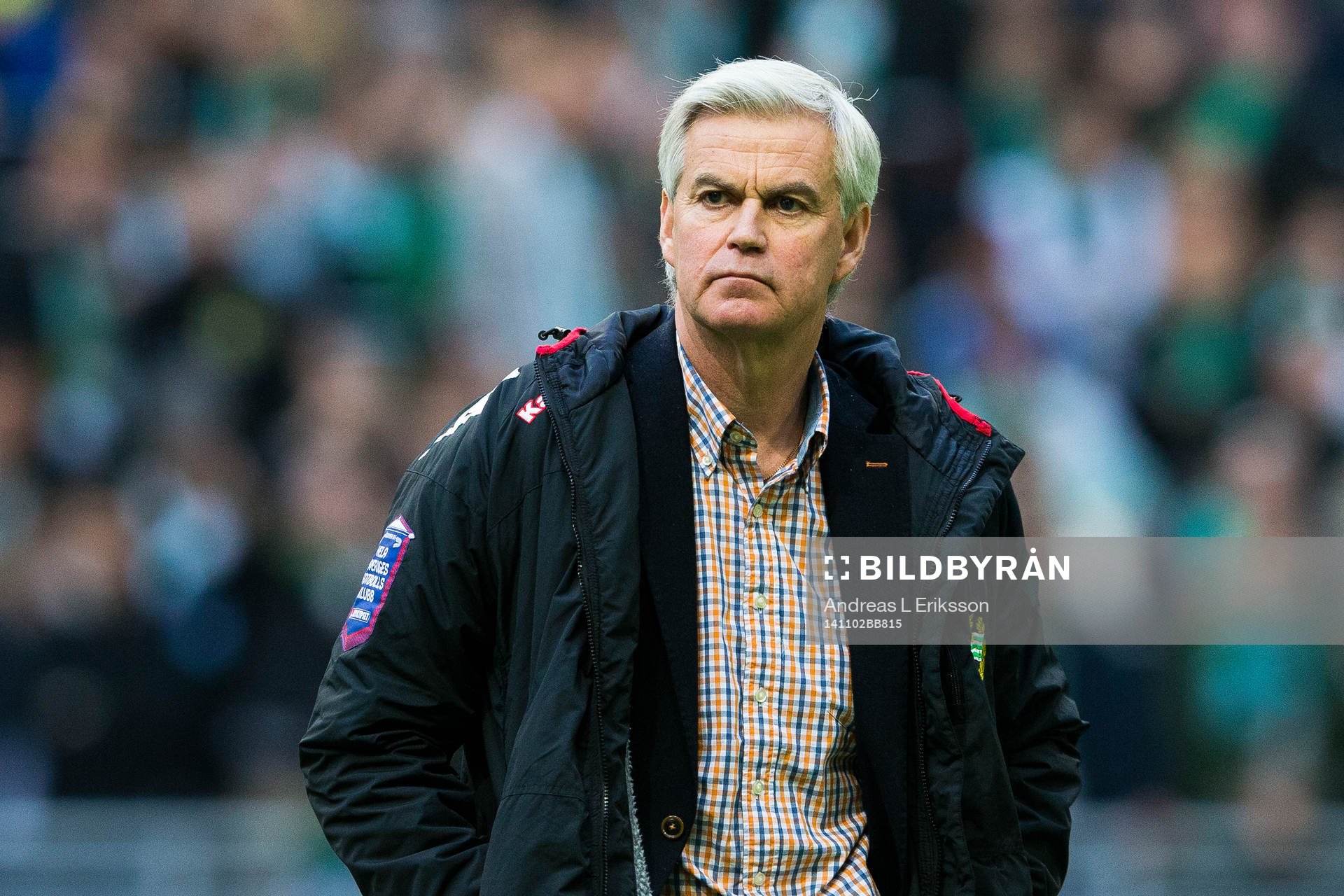 Hammarbys tränare Nanne Bergstrand innan fotbollsmatchen i
