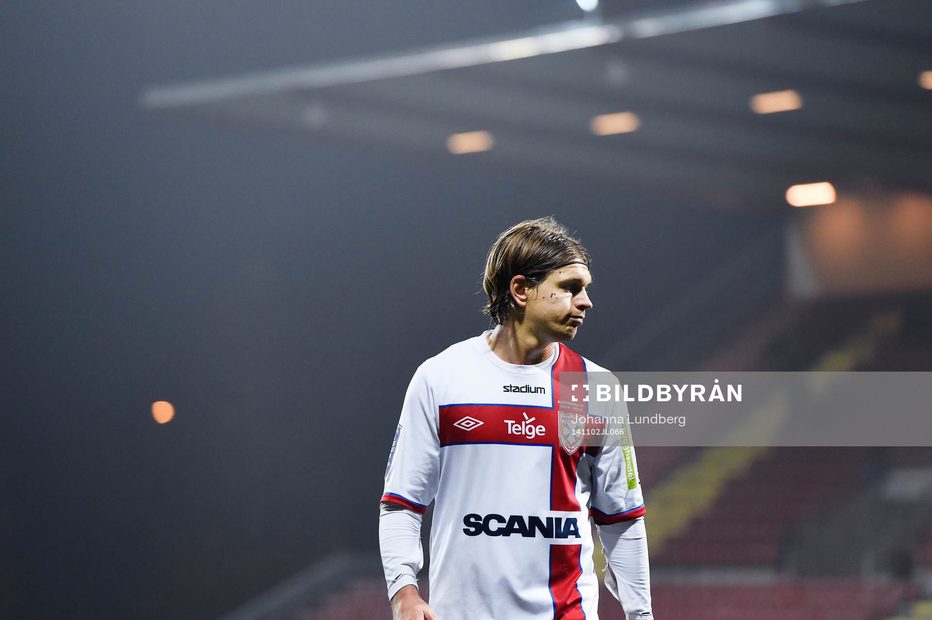 Assyriskas Fredrik Holster under fotbollsmatchen i Superettan mellan Assyriska och GAIS den 2 november 2014 i Södertälje.