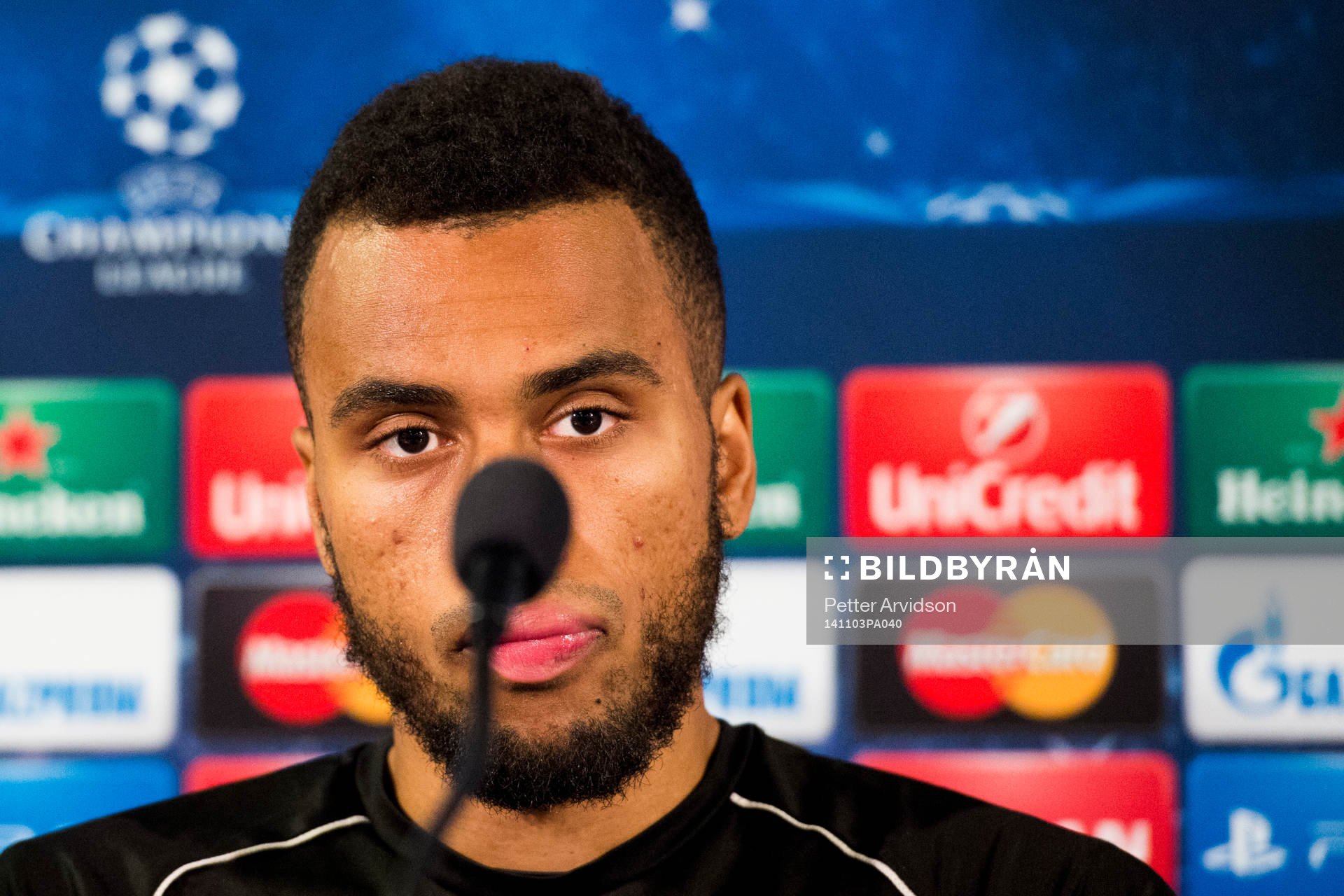 Malmö FFs Isaac Kiese Thelin under en presskonferens den 3 november 2014 i Malmö.