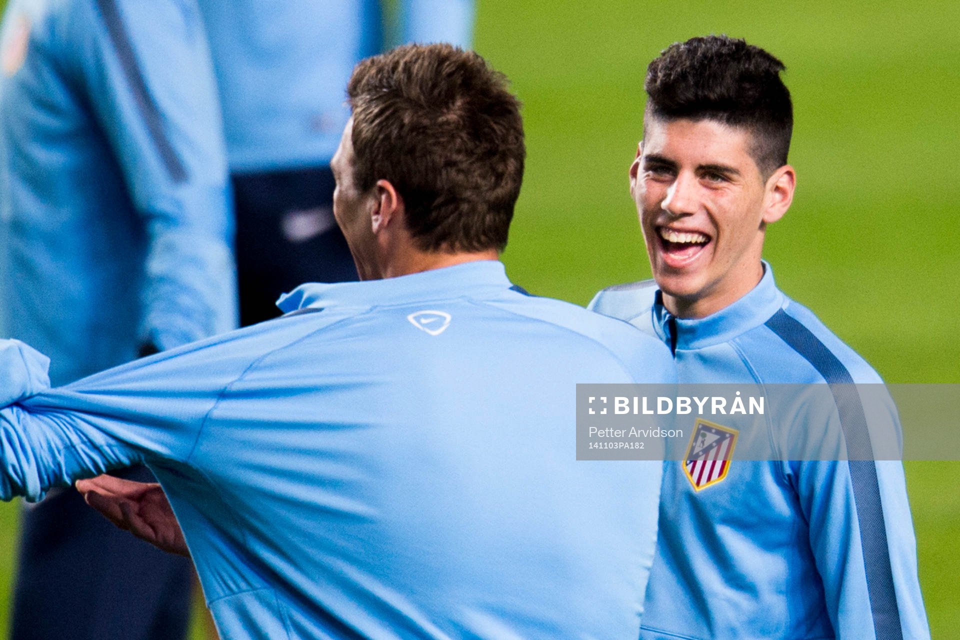 Atletico Madrids Antonio Montoro under en träning den 3 november 2014 i Malmö.