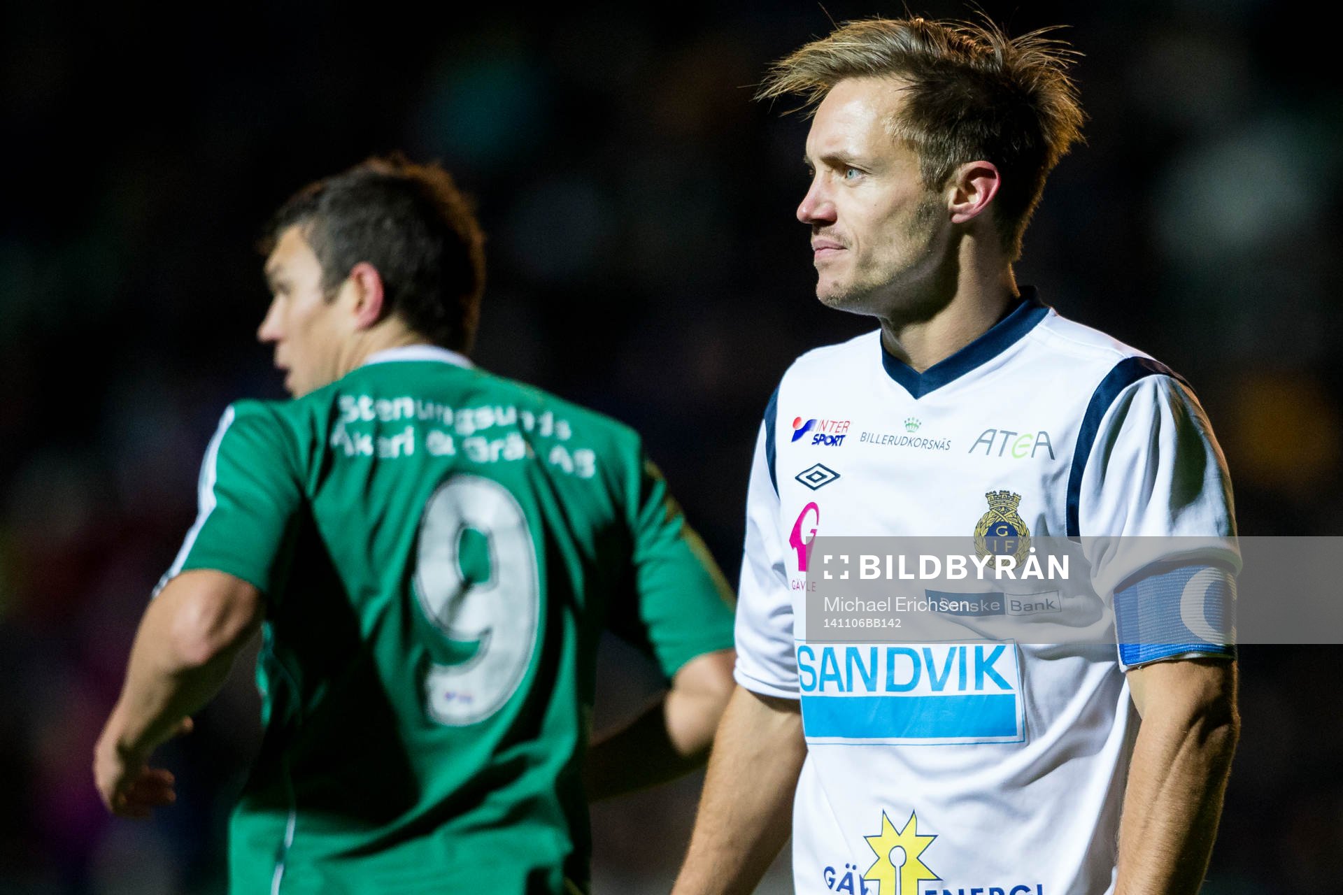 Gefles Anders Wikström fotbollsmatchen i  kvalet till Allsvenskan mellan Ljungskile - Gefle den 6 november  2014 i LJUNGSKILE.
