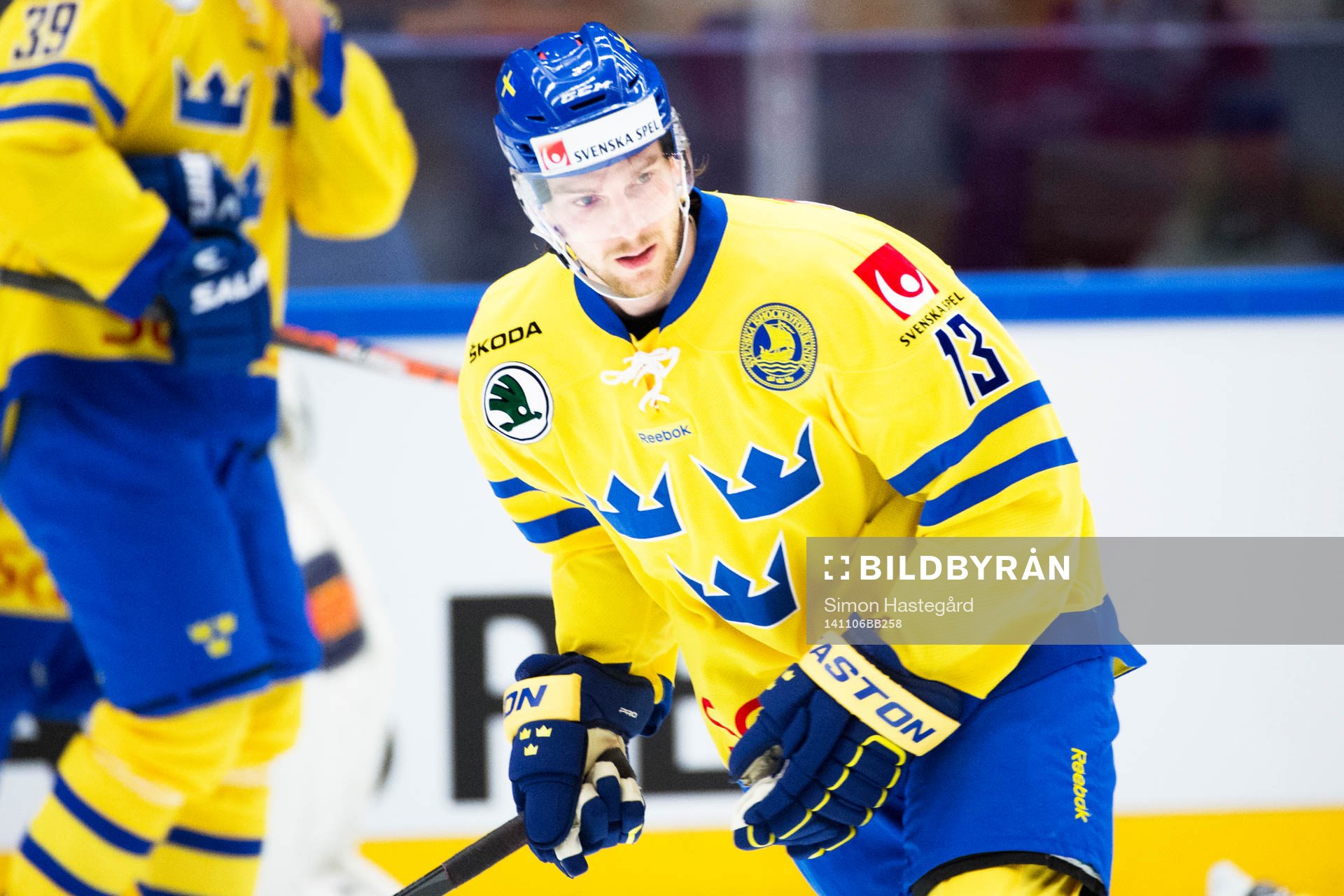 Sveriges Tom Wandell före ishockeymatchen i Karjala Cup