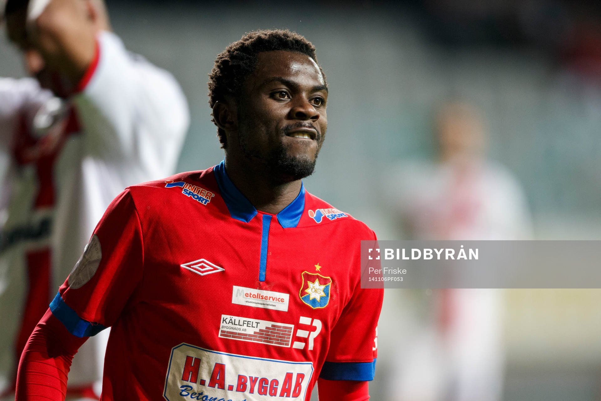 Örgrytes Frantz Pangop under fotbollsmatchen i kvalet till Superettan mellan Örgryte och Assyriska den 6 november 2014 i Göteborg.