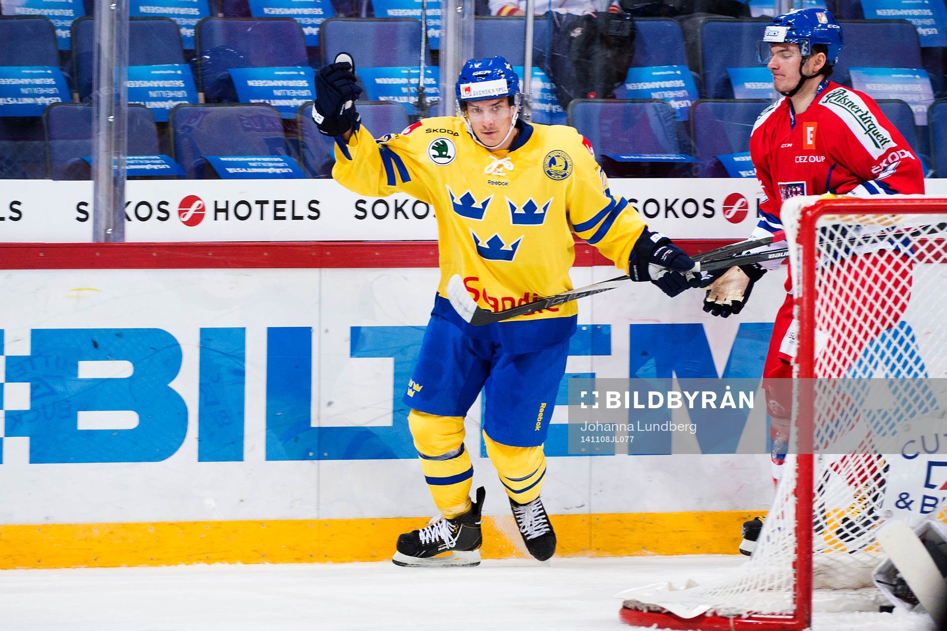 Sveriges Andre Petersson gör 3-3 och jublar