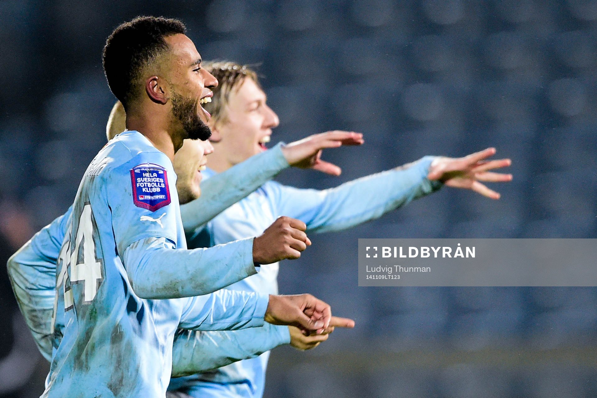 Malmö FFs Isaac Kiese Thelin, Anton Tinnerholm och Emil