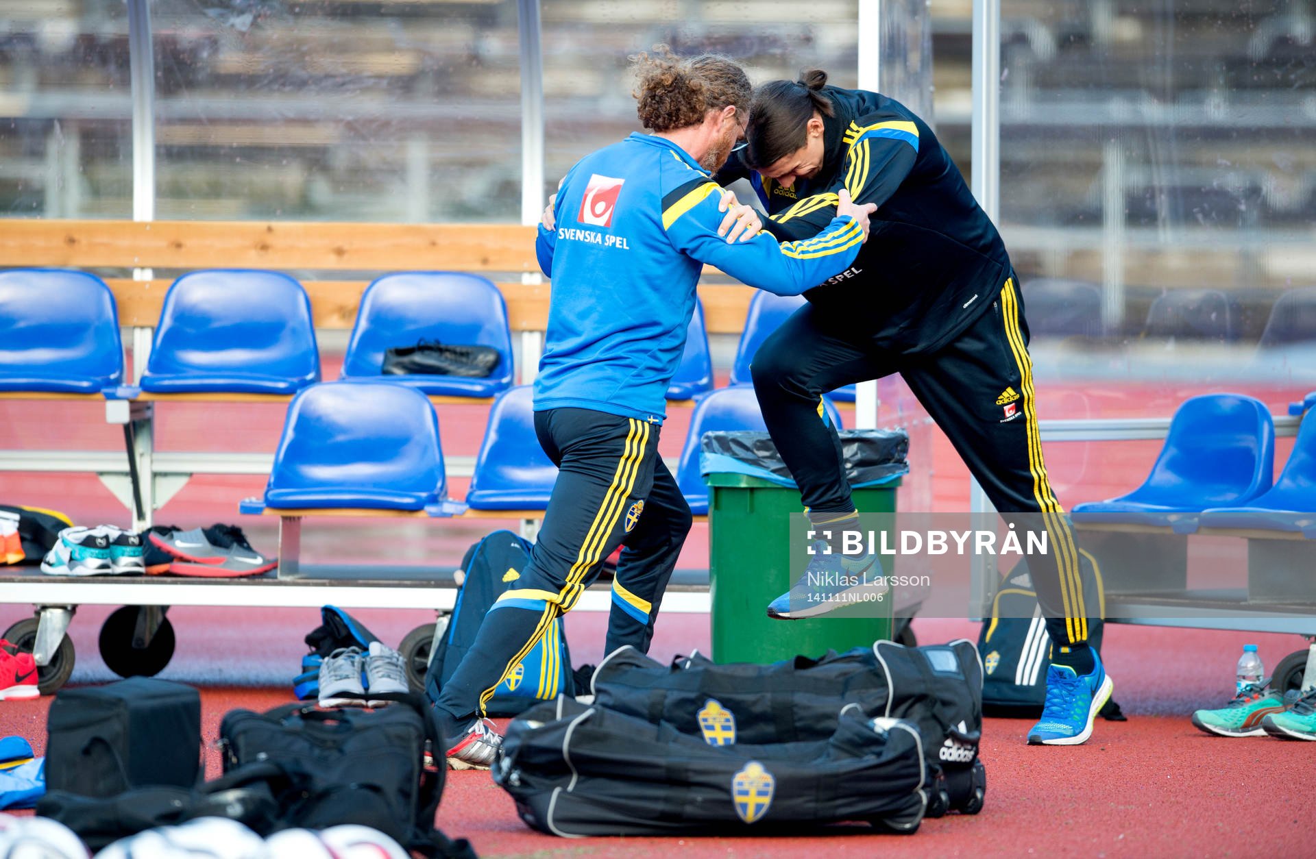 Sveriges Zlatan Ibrahimovic rehabtränar