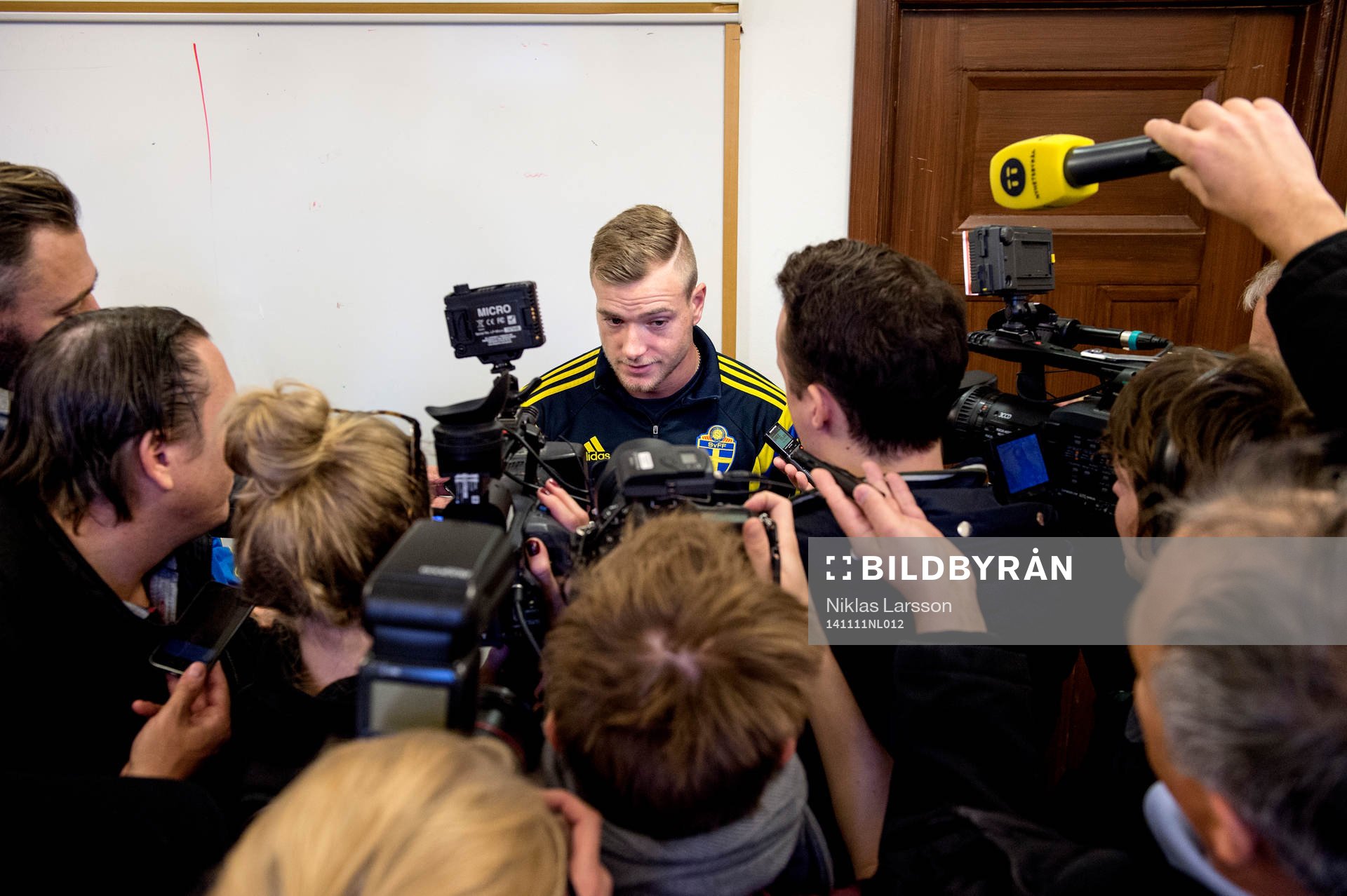 Sveriges John Guidetti under en träning den 11 november 2014 i Stockholm.
