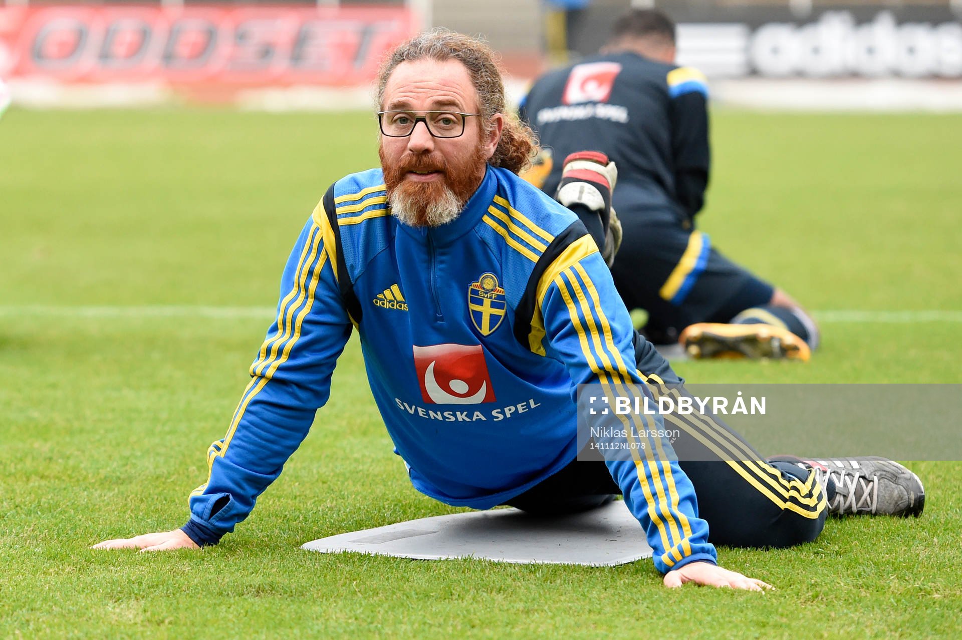 Sveriges landslags sjukgymnast Rickard Dahan under en träning den 12 november 2014 i Stockholm.