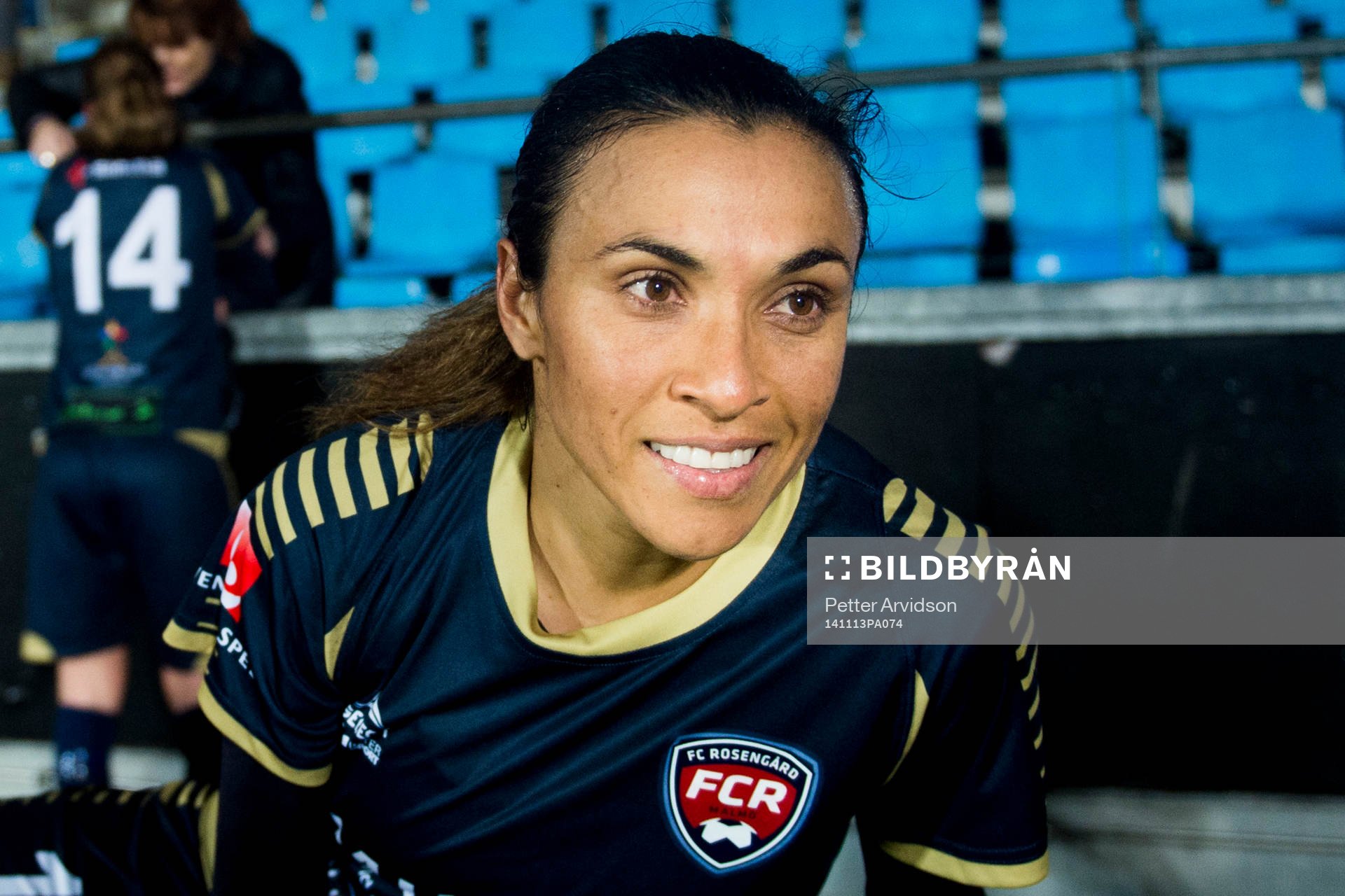 Rosengårds Marta Viera Da Silva efter fotbollsmatchen i Champions League mellan Fortuna Hjørring och FC Rosengård den 13 november 2014 i Ålborg.