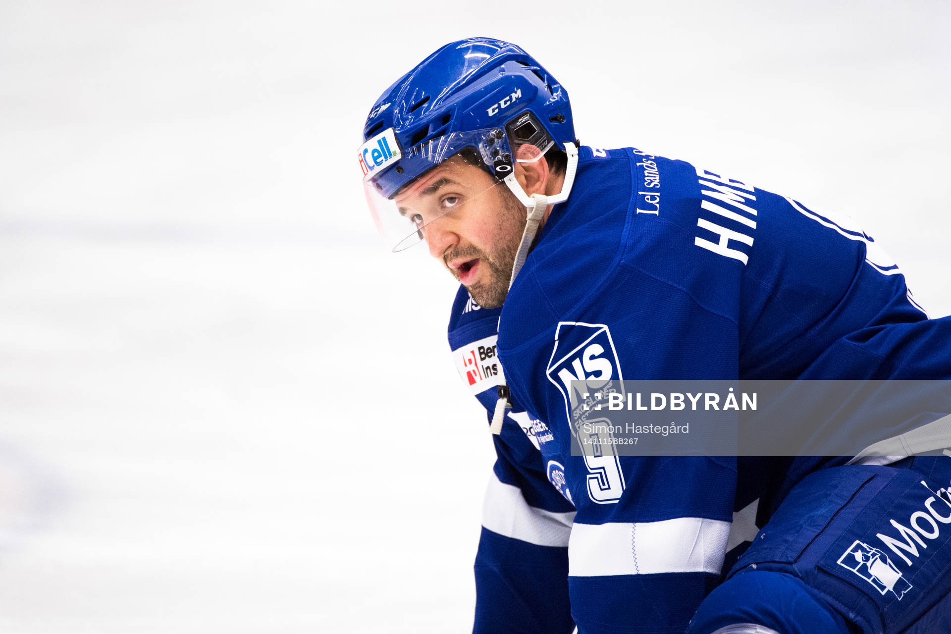 Leksands Eric Himelfarb före ishockeymatchen i SHL mellan