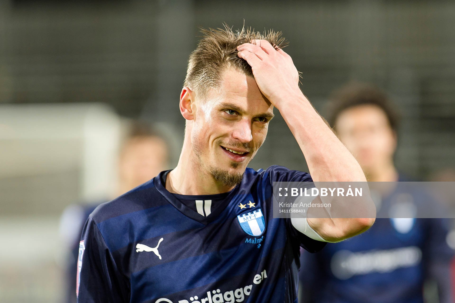 Malmö FFs Markus Rosenberg efter fotbollsmatchen i Svenska cupen mellan Halmia och Malmö den 15 november 2014 i Halmstad.