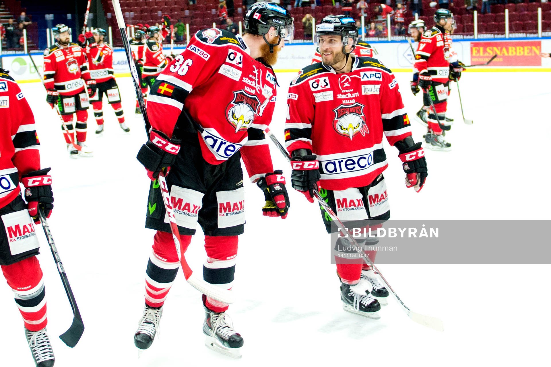 Malmö Redhawks David Liffiton och Joey Tenute i samtal