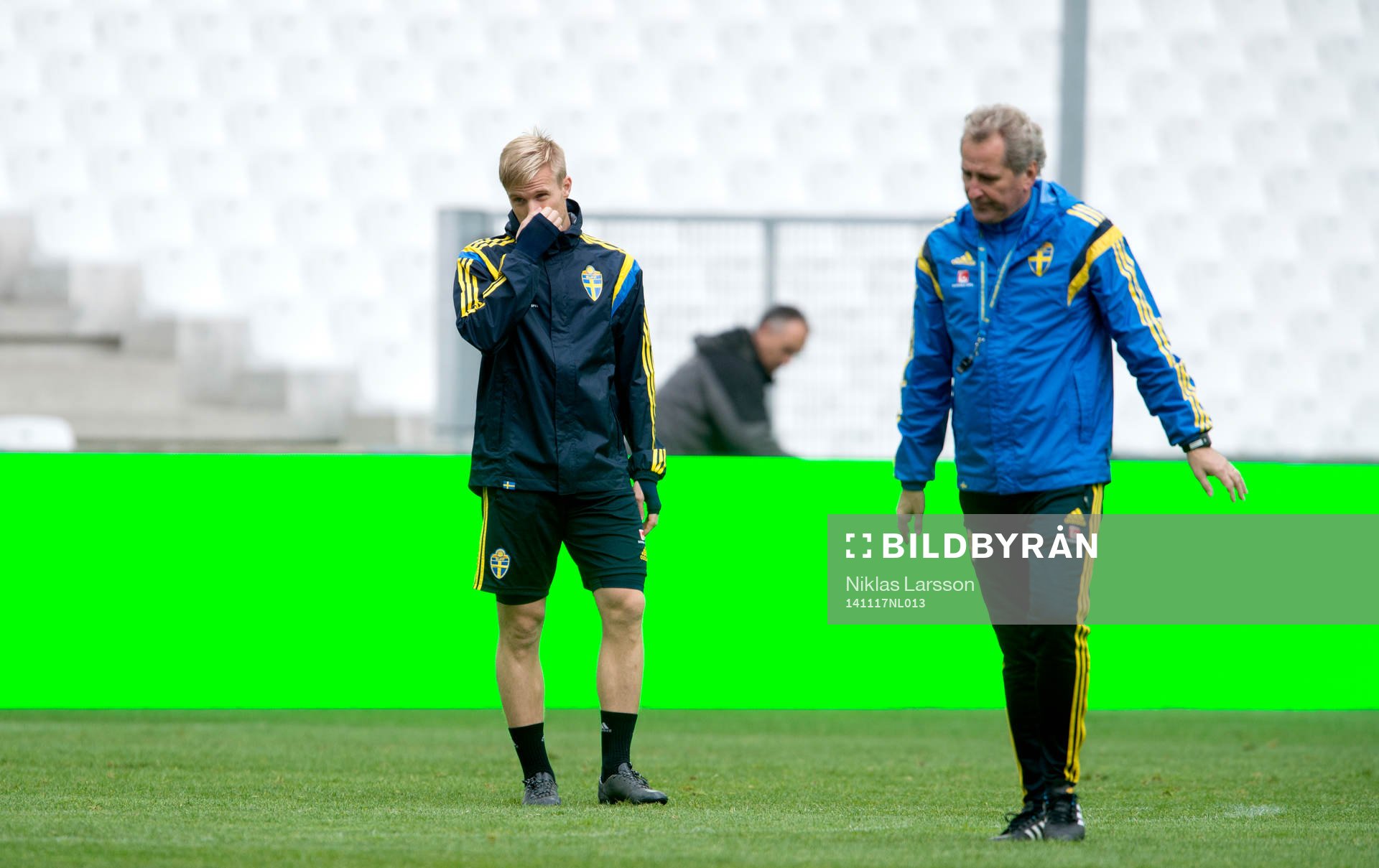 Sveriges Oscar Wendt och förbundskapten Erik Hamrén