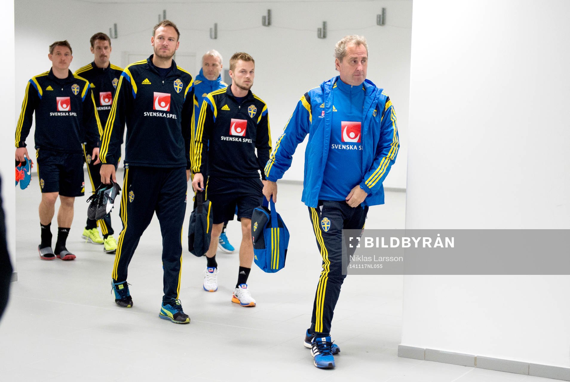 De svenska spelarna med förbundskapten Erik Hamrén i