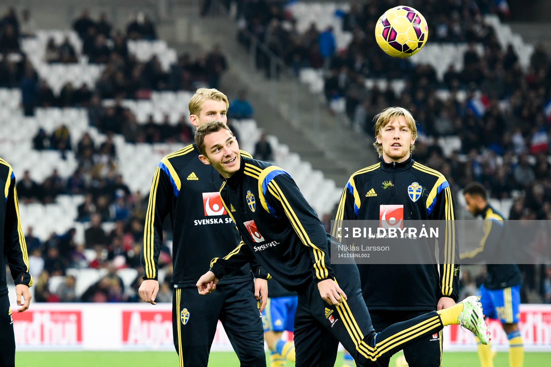 Sveriges Branimir Hrgota, Emil Forsberg och Filip Helander