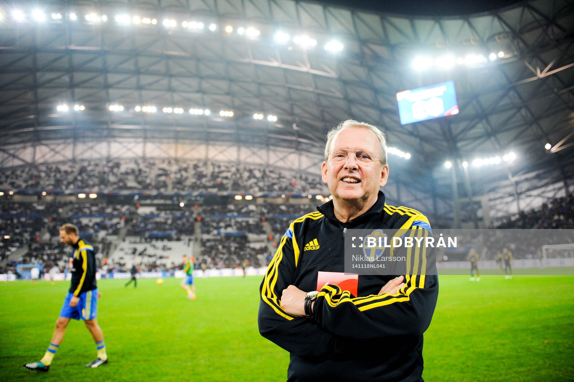 Sveriges landslagsläkare Leif Swärd under träningsmatchen i fotboll mellan Frankrike och Sverige den 18 november 2014 i Marseille, Frankrike.