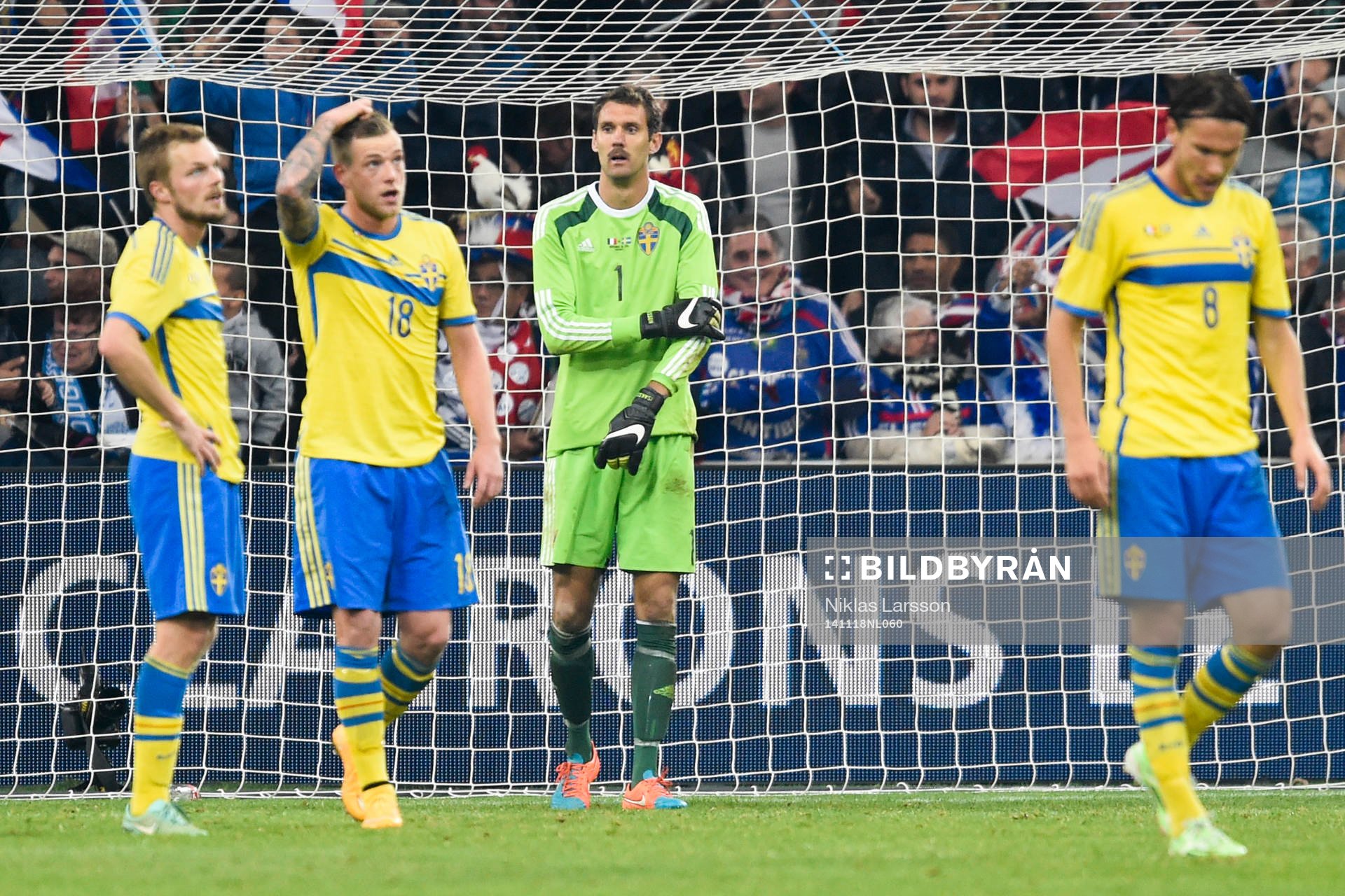 Sveriges Sebastian Larsson, John Guidetti, målvakt Andreas