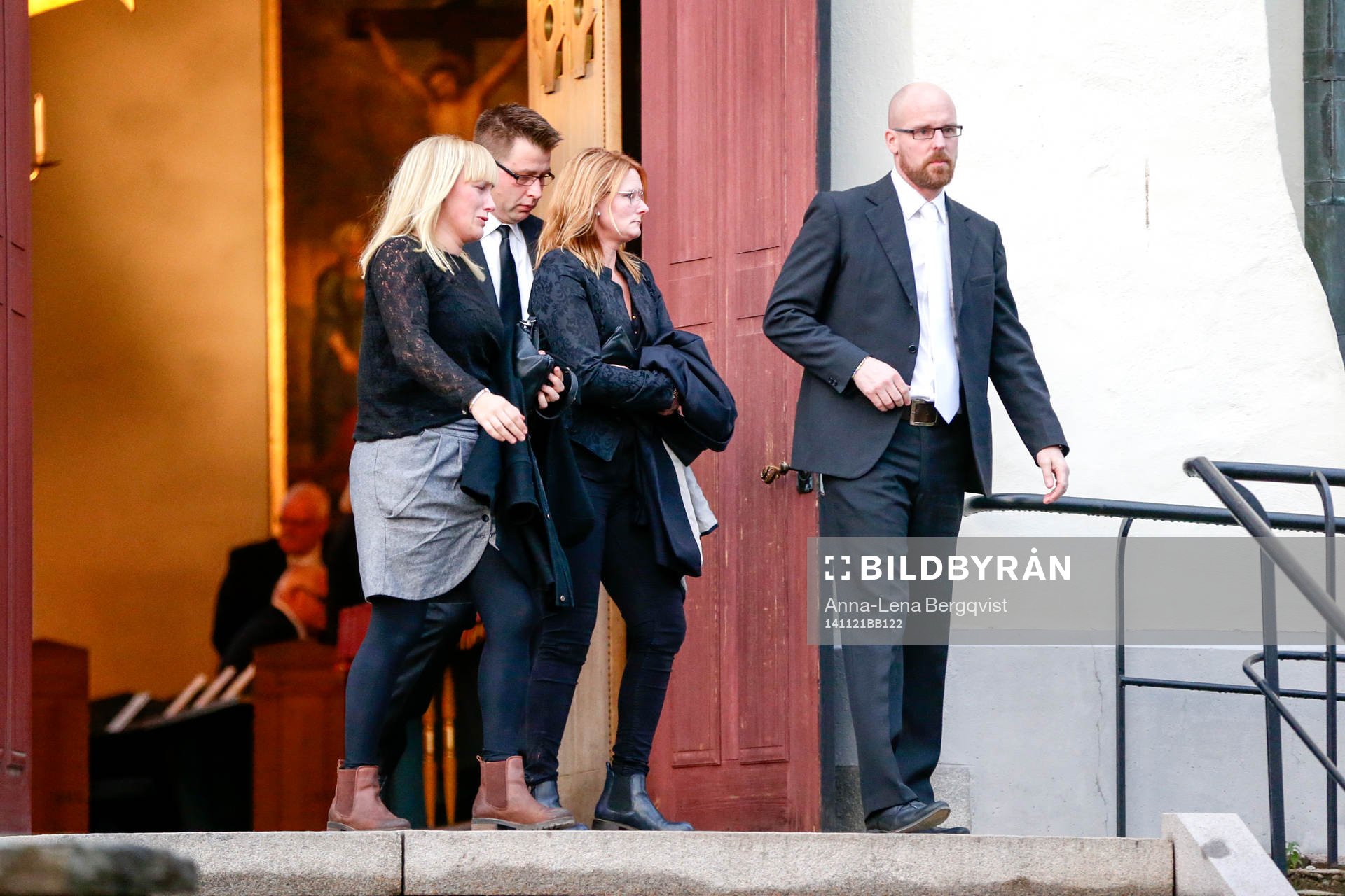 Begravningsgäster efter Klas Ingessons begravning den 21 november 2014 i Ödeshög.