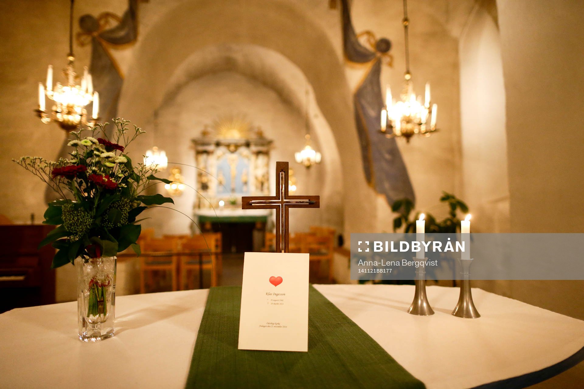 Minnesprogram från Ödeshögs kyrka efter Klas Ingessons begravning den 21 november 2014 i Ödeshög.