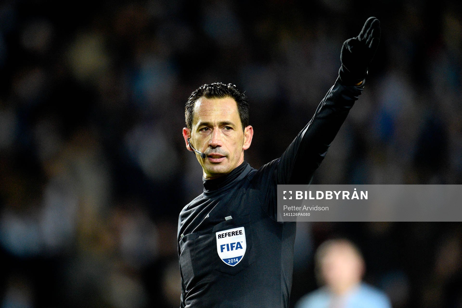 Pedro Proença, domare under fotbollsmatchen i Champions League mellan Malmö FF och Juventus den 26 november 2014 i Malmö. 