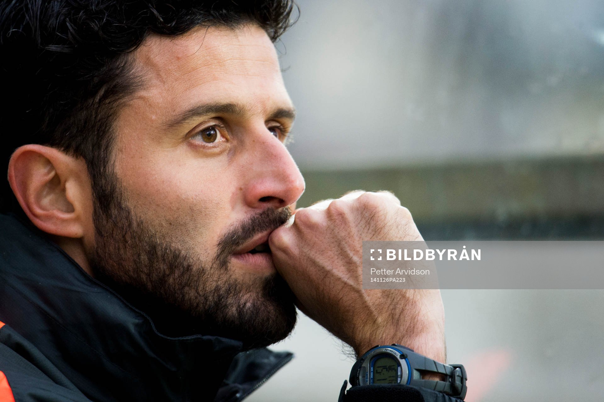 Juventus tränare Fabio Grosso under fotbollsmatchen i UEFA Youth League mellan Malmö FF och Juventus den 26 november 2014 i Malmö.