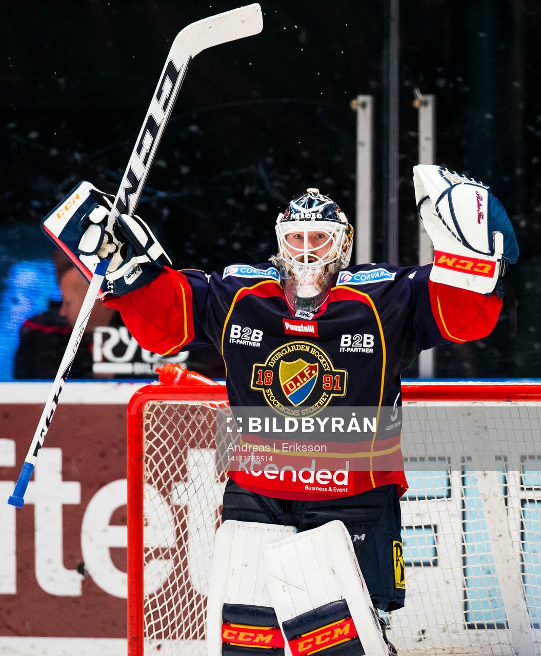 Djurgårdens målvakt Mikael Tellqvist jublar