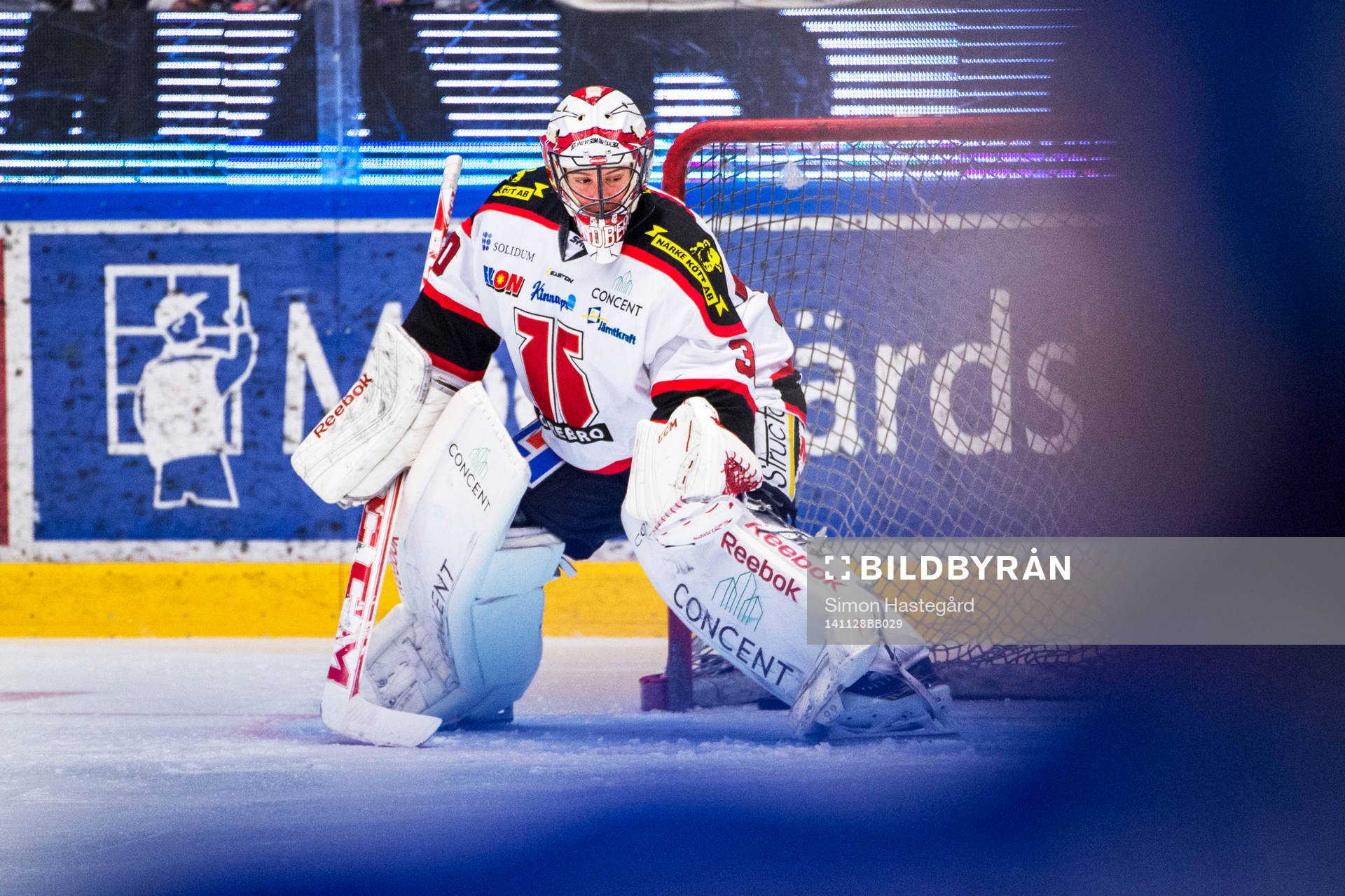 Henrik Lundberg, målvakt i Örebro, före ishockeymatchen