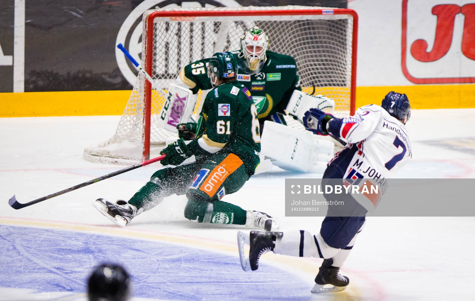 Linköpings Magnus Johansson gör 3-4 på Färjestads
