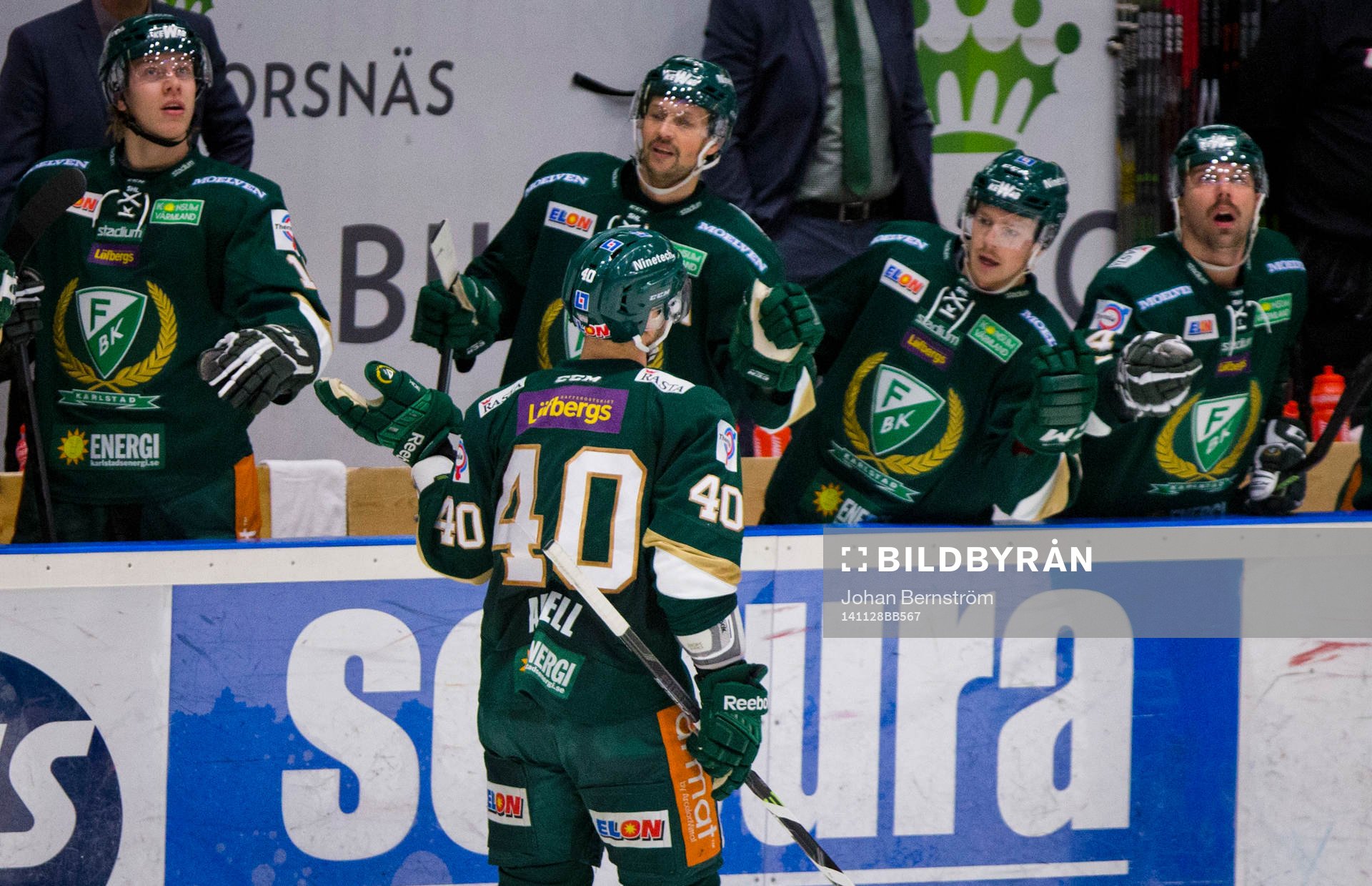 Färjestads Niclas Arell jublar