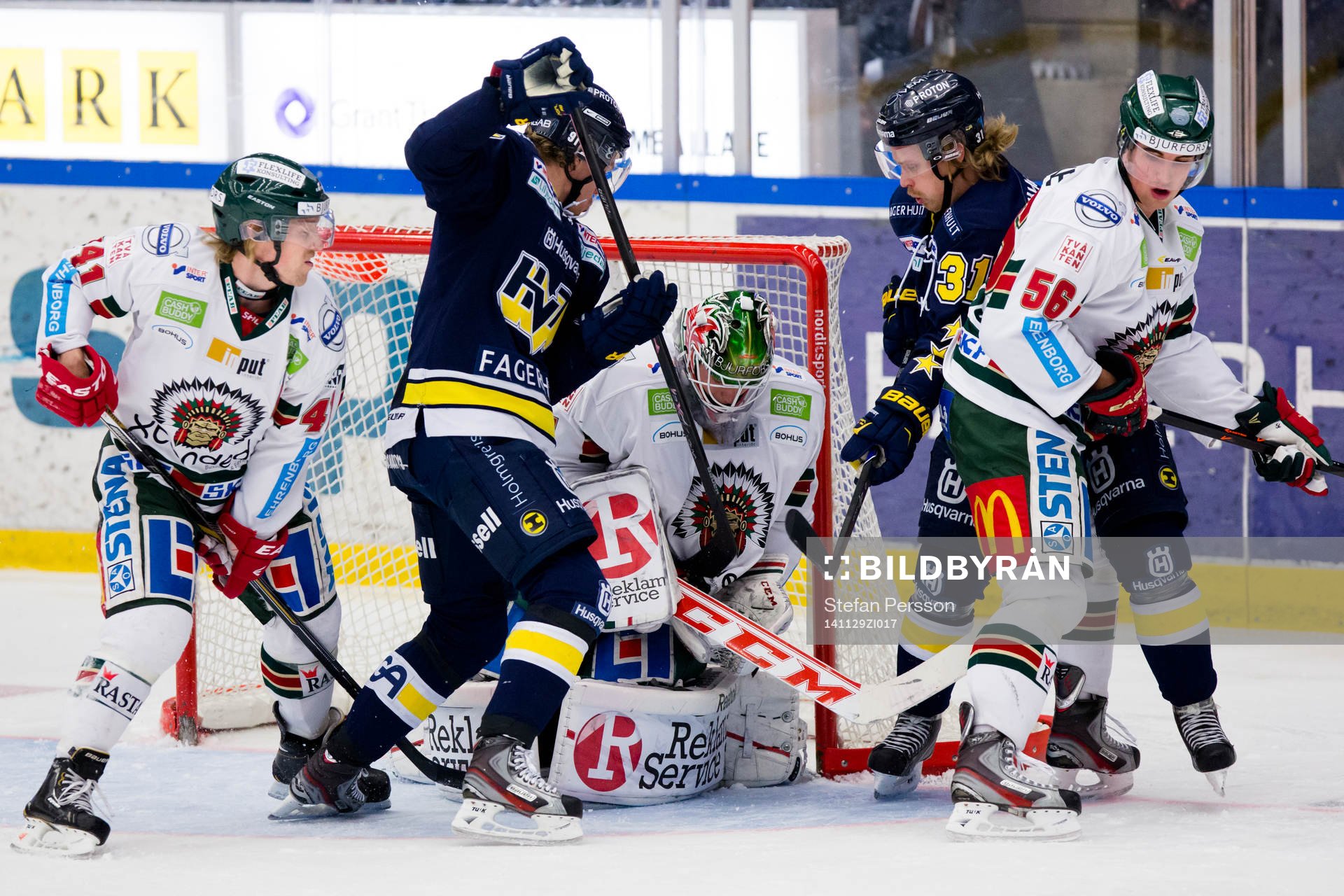 Frölundas Mathis Olimb, målvakt Lars Johansson och Erik