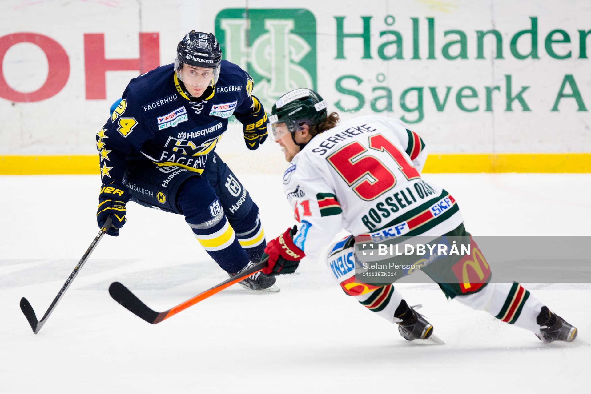 s Erik Christensen mot Frölundas Mats Rosseli Olsen