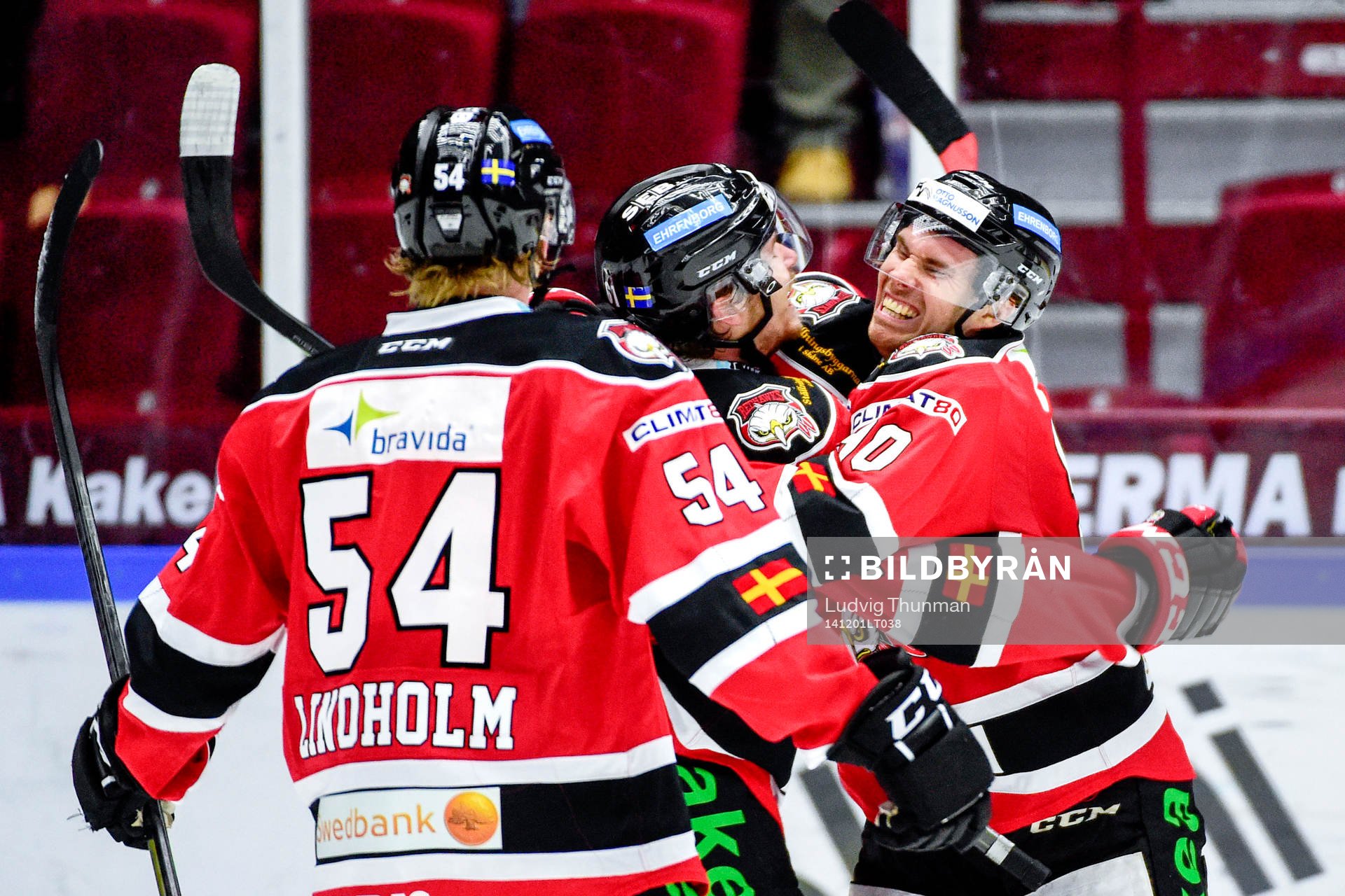 Malmö Redhawks Mattias Persson, Nicklas Jadeland och Anton