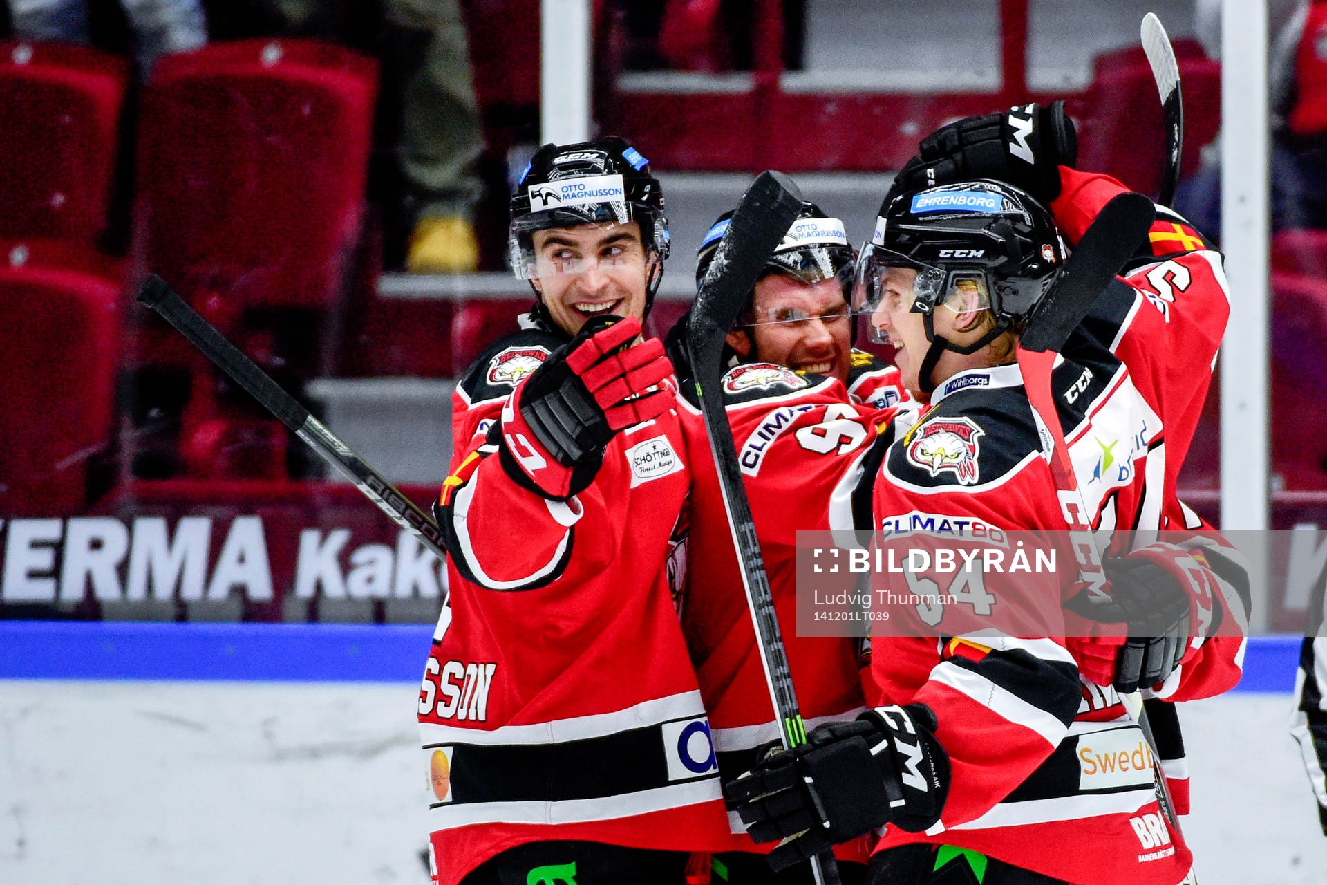 Malmö Redhawks Mattias Persson, Nicklas Jadeland och Anton