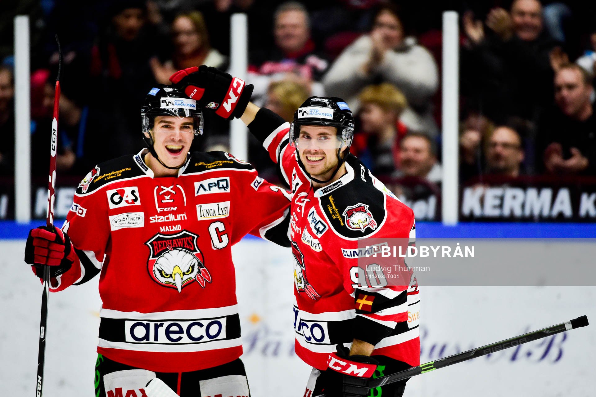 Malmö Redhawks Henrik Hetta (tv) och Mattias Persson (th)