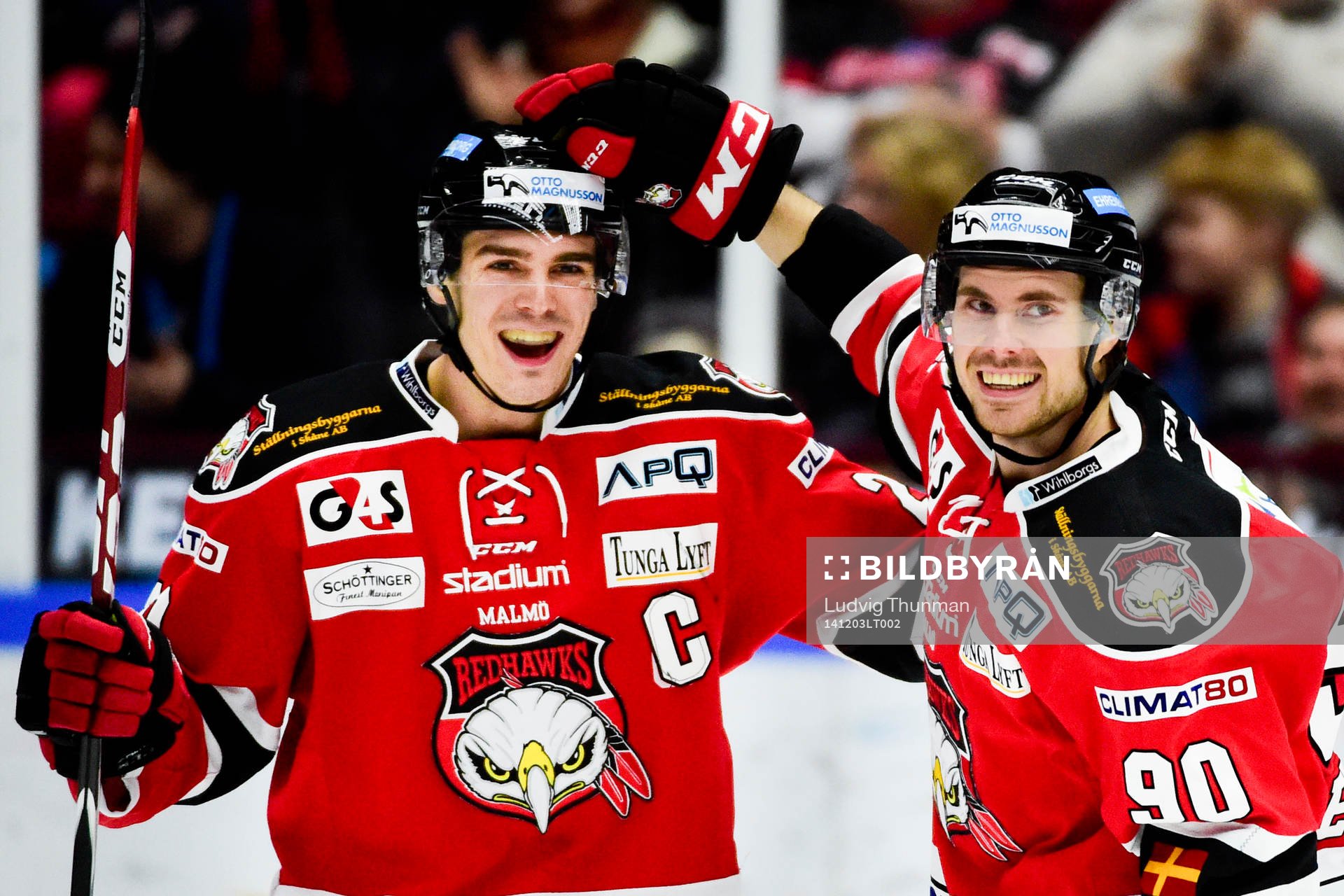 Malmö Redhawks Henrik Hetta (tv) och Mattias Persson (th)