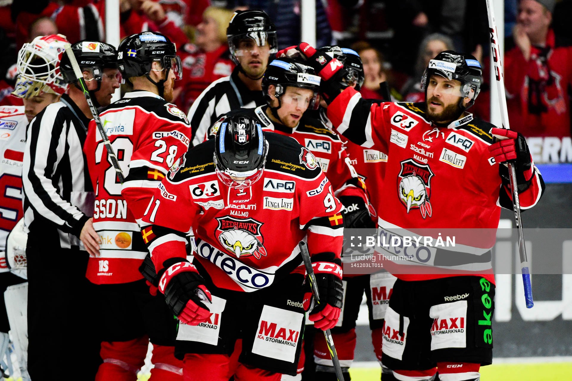 Malmö Redhawks spelare jublar