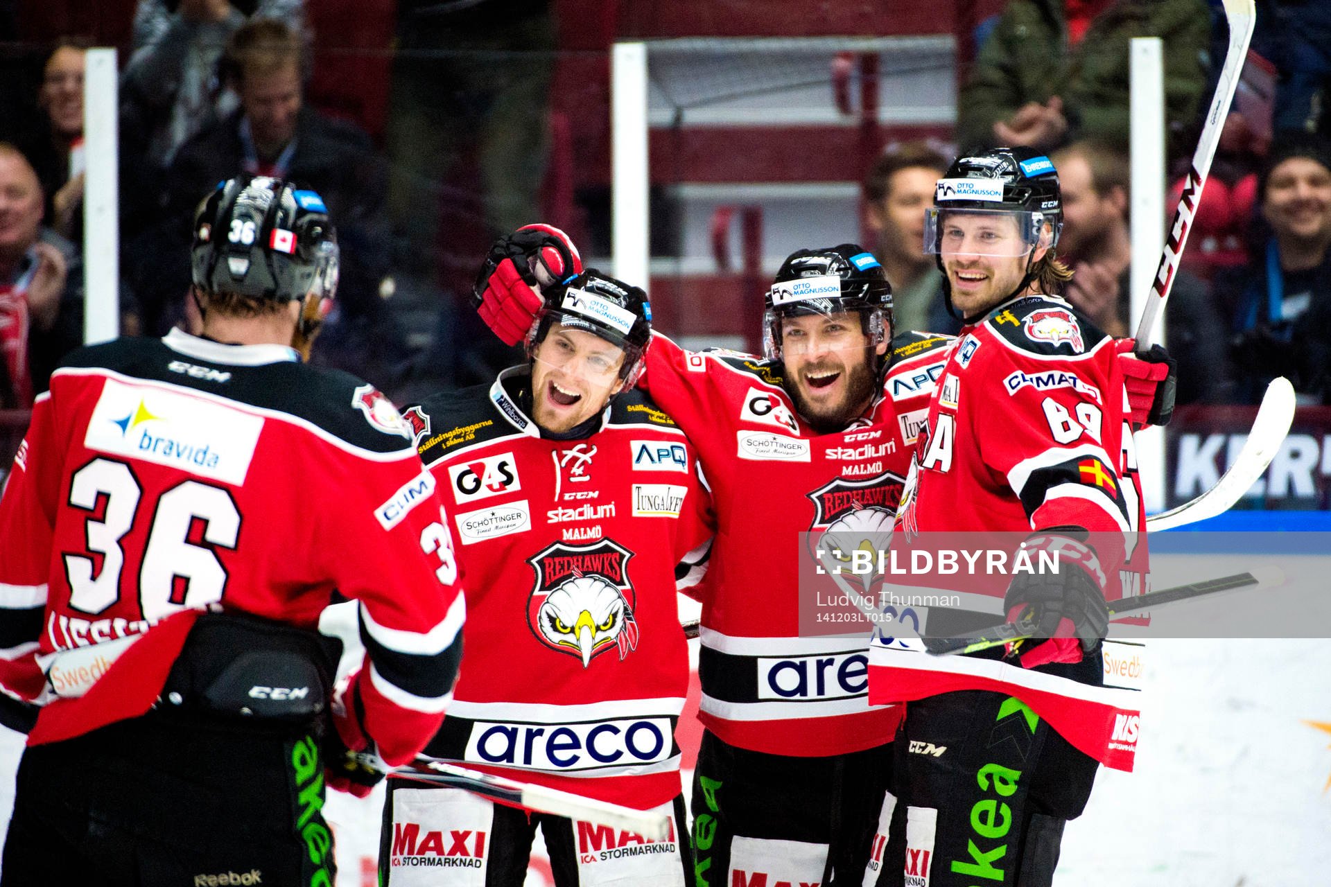 Malmö Redhawks Jens Jakobs (tv), Stefan Warg (th) och