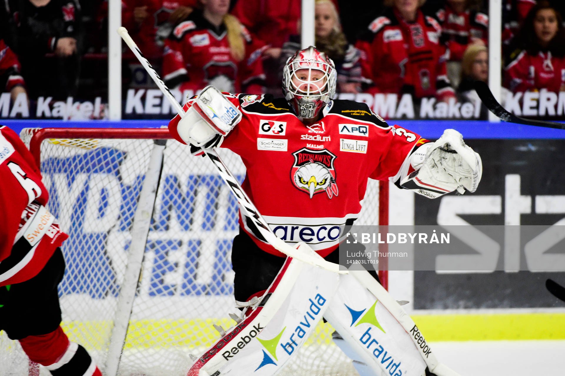 Malmö Redhawks målvakt Jonas Gunnarsson deppar