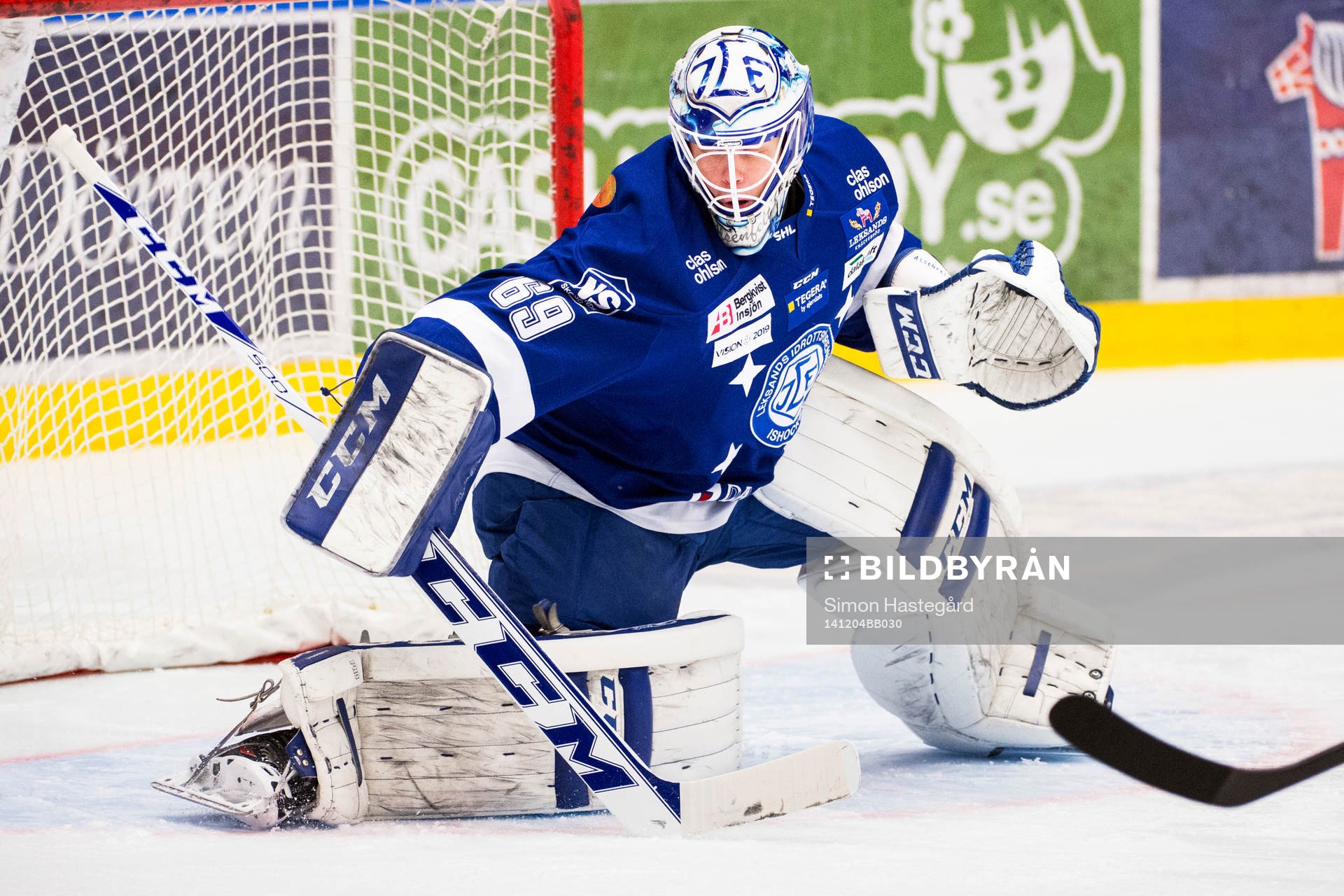 Leksands målvakt Oscar Alsenfelt före ishockeymatchen i